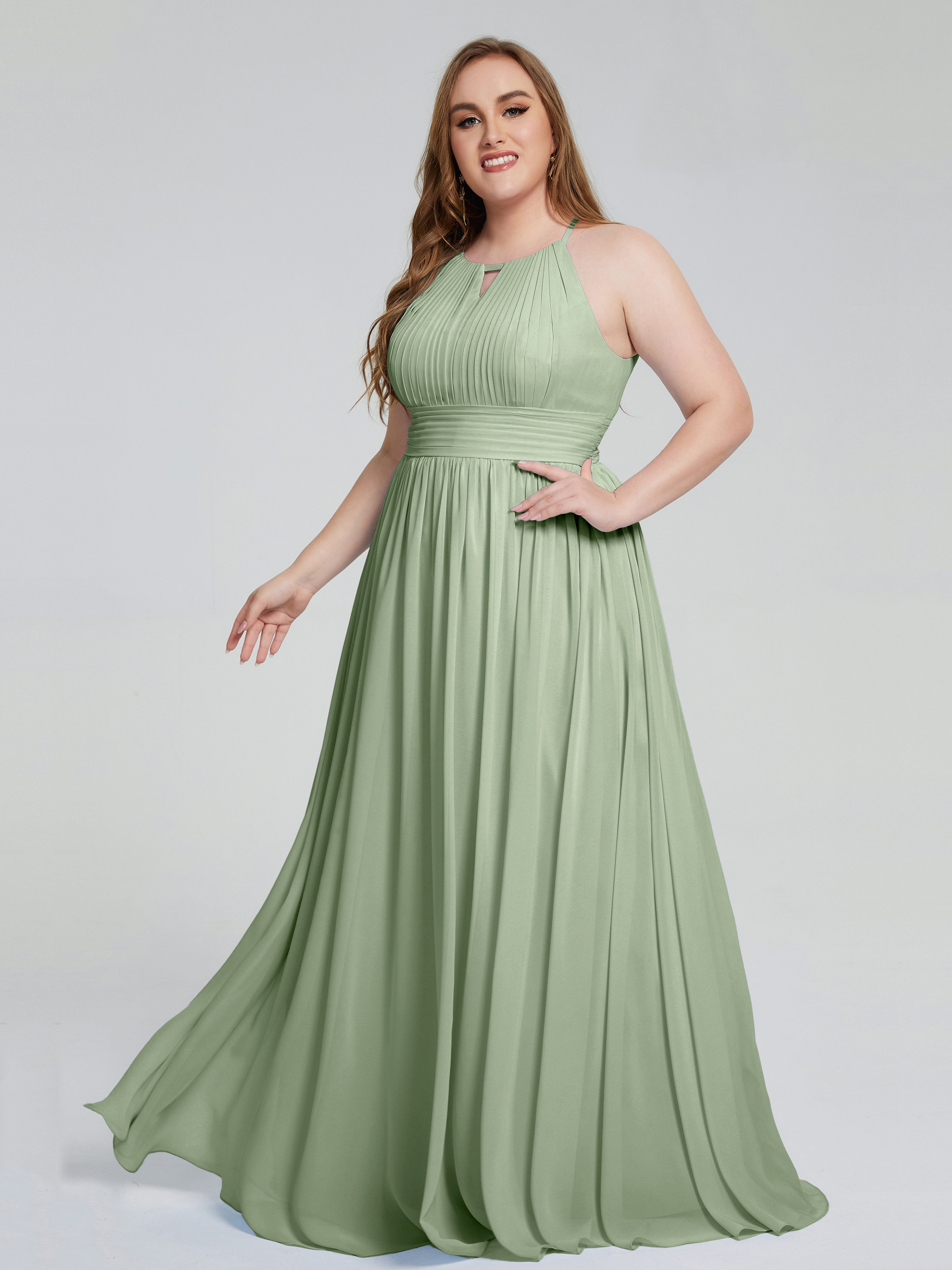 Payton Gorgeous Halter Plus Size Long Bridesmaid Dresses