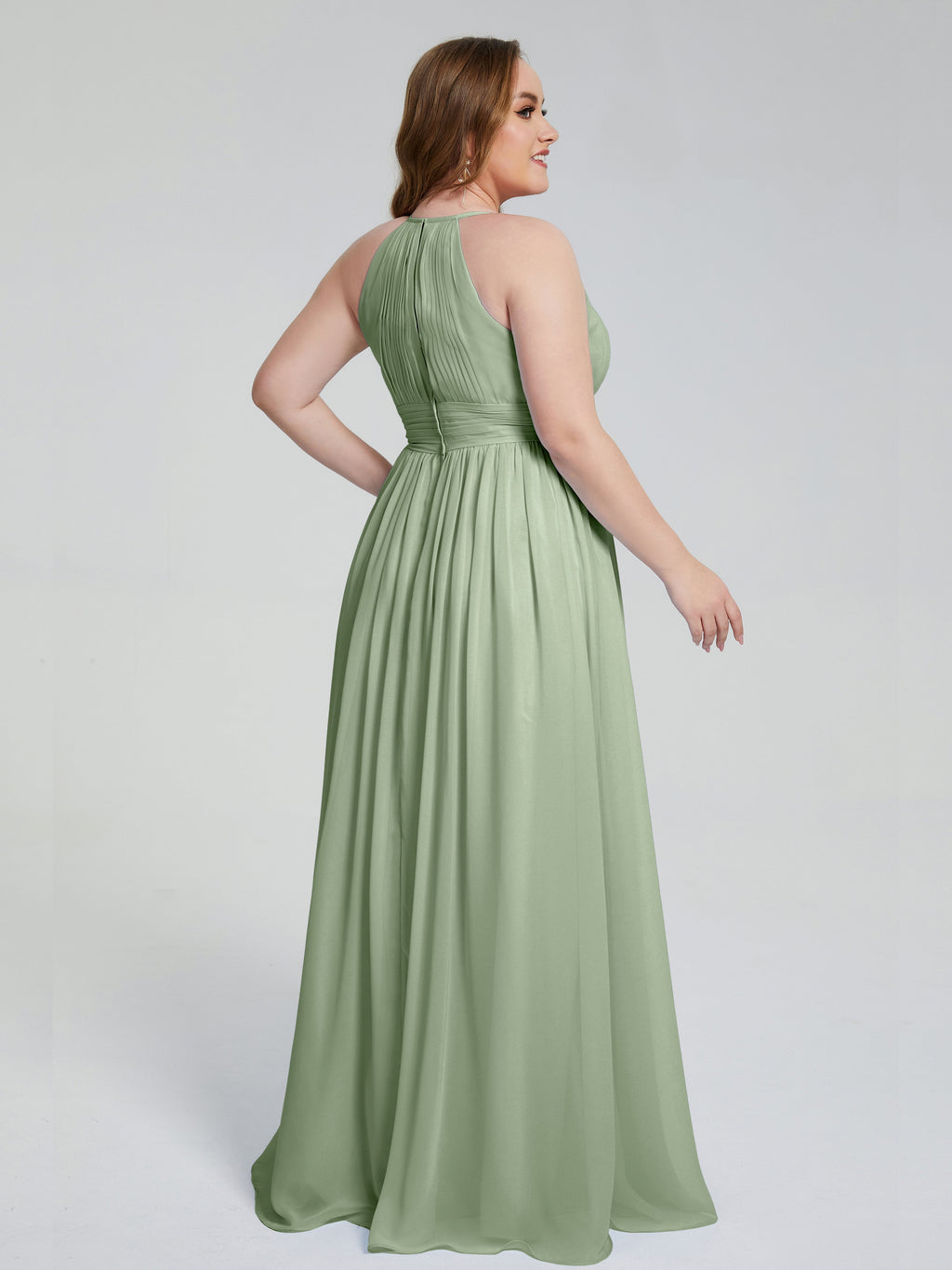 Payton Gorgeous Halter Plus Size Long Bridesmaid Dresses