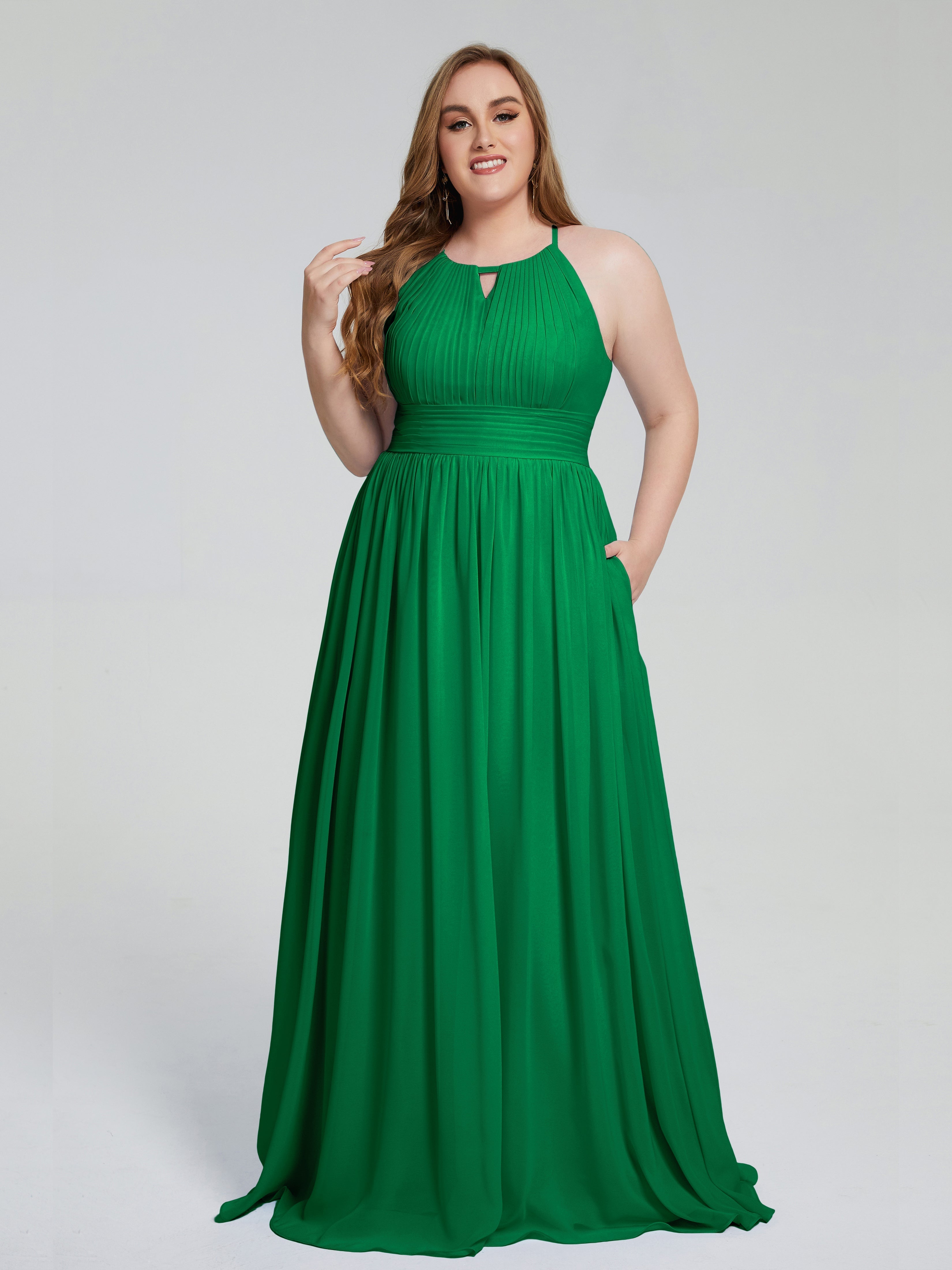 Payton Gorgeous Halter Plus Size Long Bridesmaid Dresses