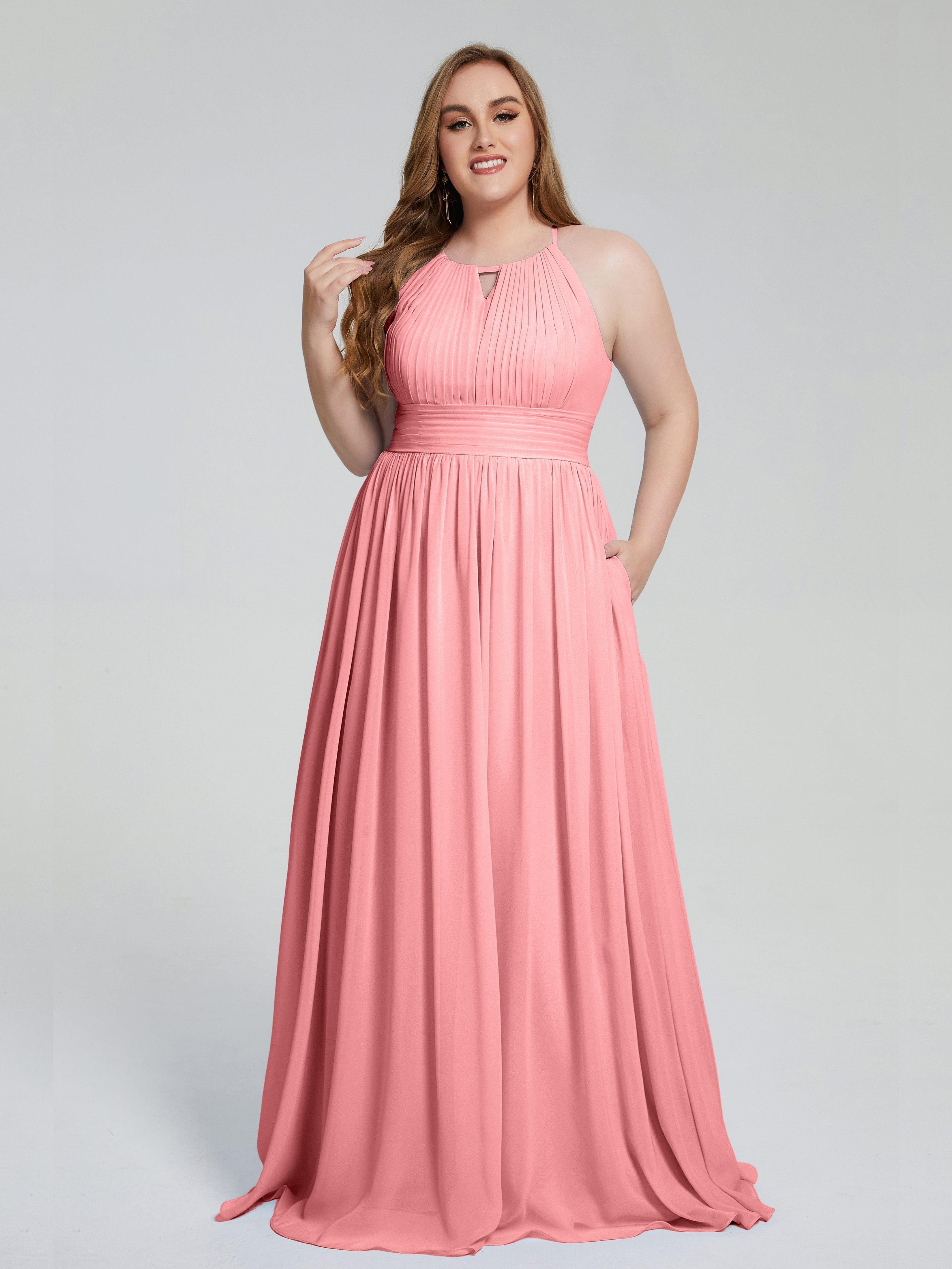 Payton Gorgeous Halter Plus Size Long Bridesmaid Dresses