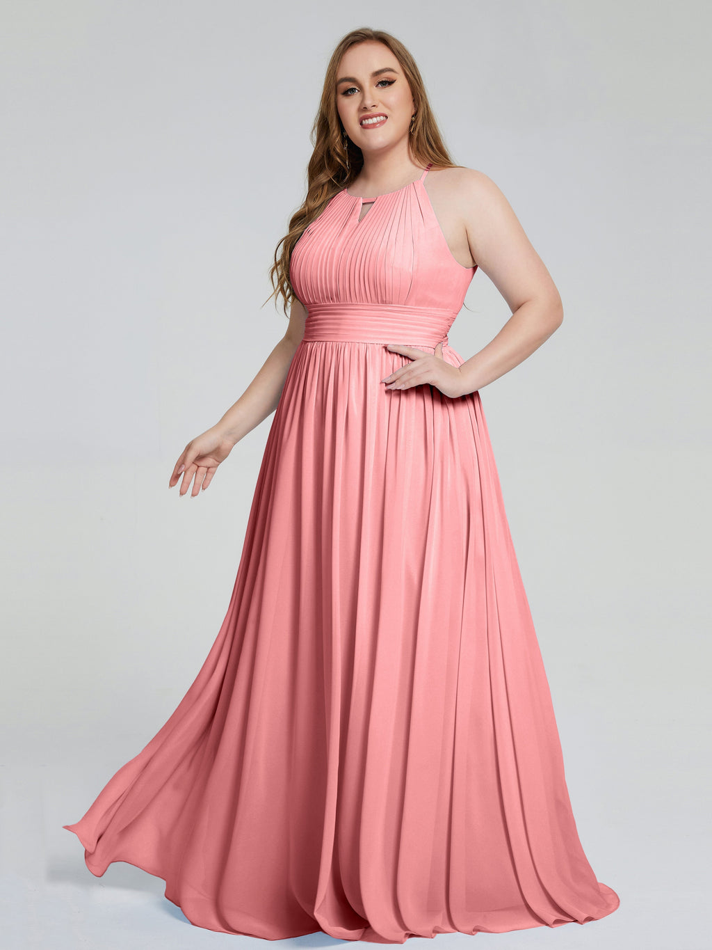 Payton Gorgeous Halter Plus Size Long Bridesmaid Dresses