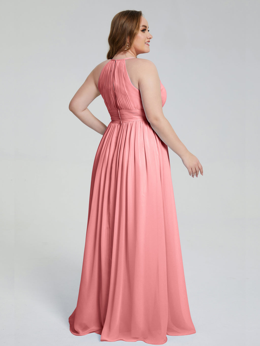 Payton Gorgeous Halter Plus Size Long Bridesmaid Dresses