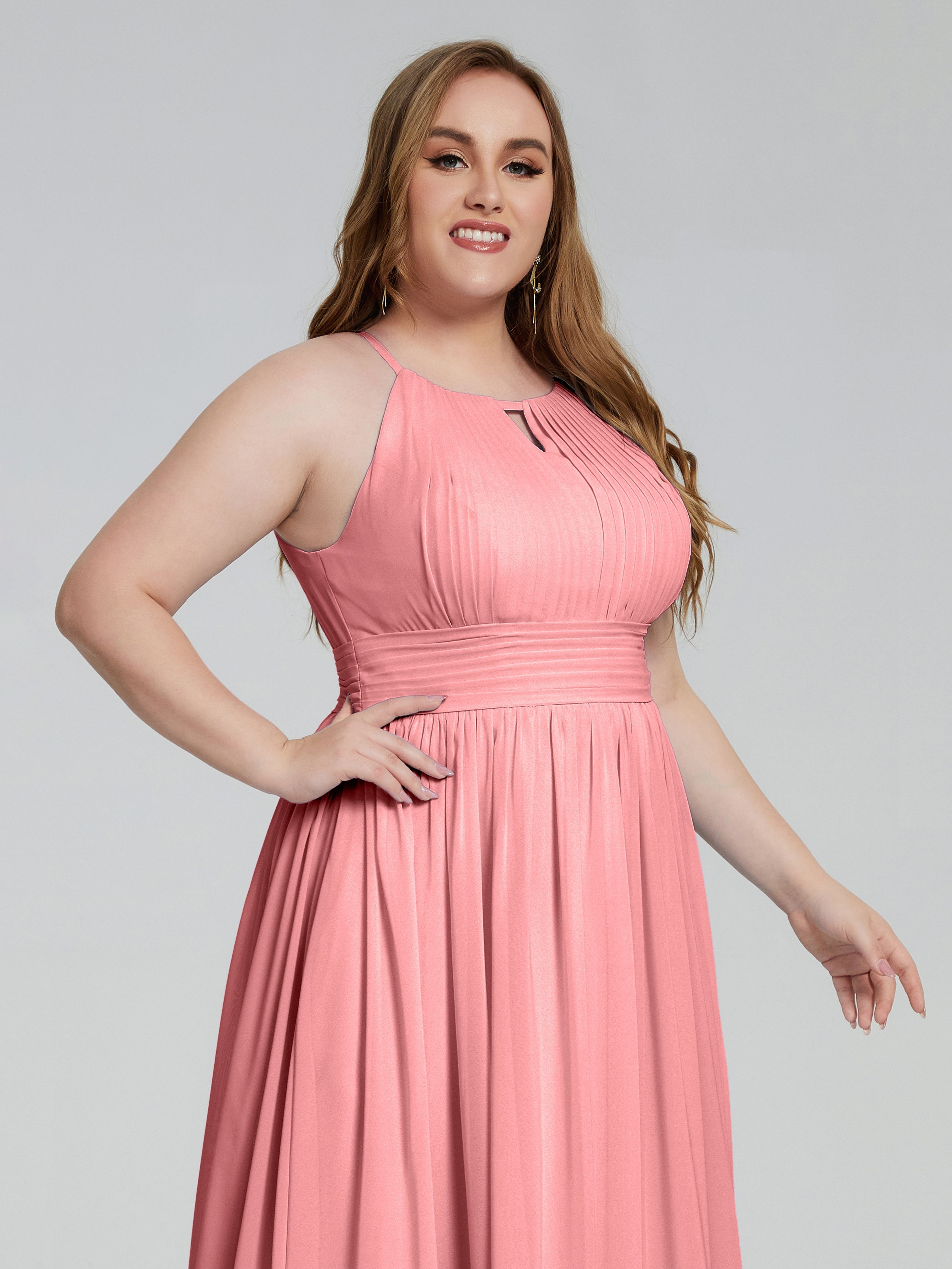 Payton Gorgeous Halter Plus Size Long Bridesmaid Dresses