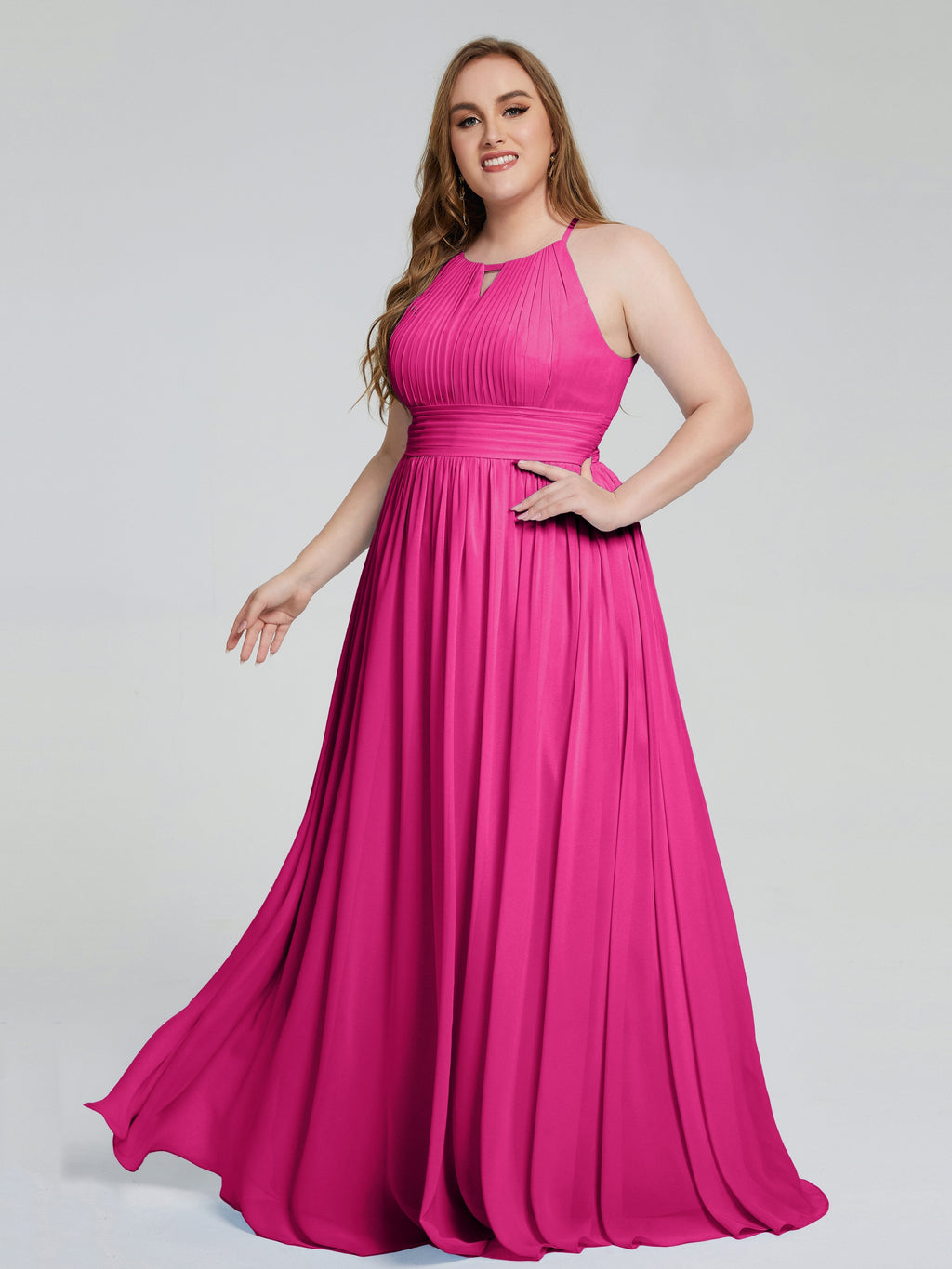 Payton Gorgeous Halter Plus Size Long Bridesmaid Dresses