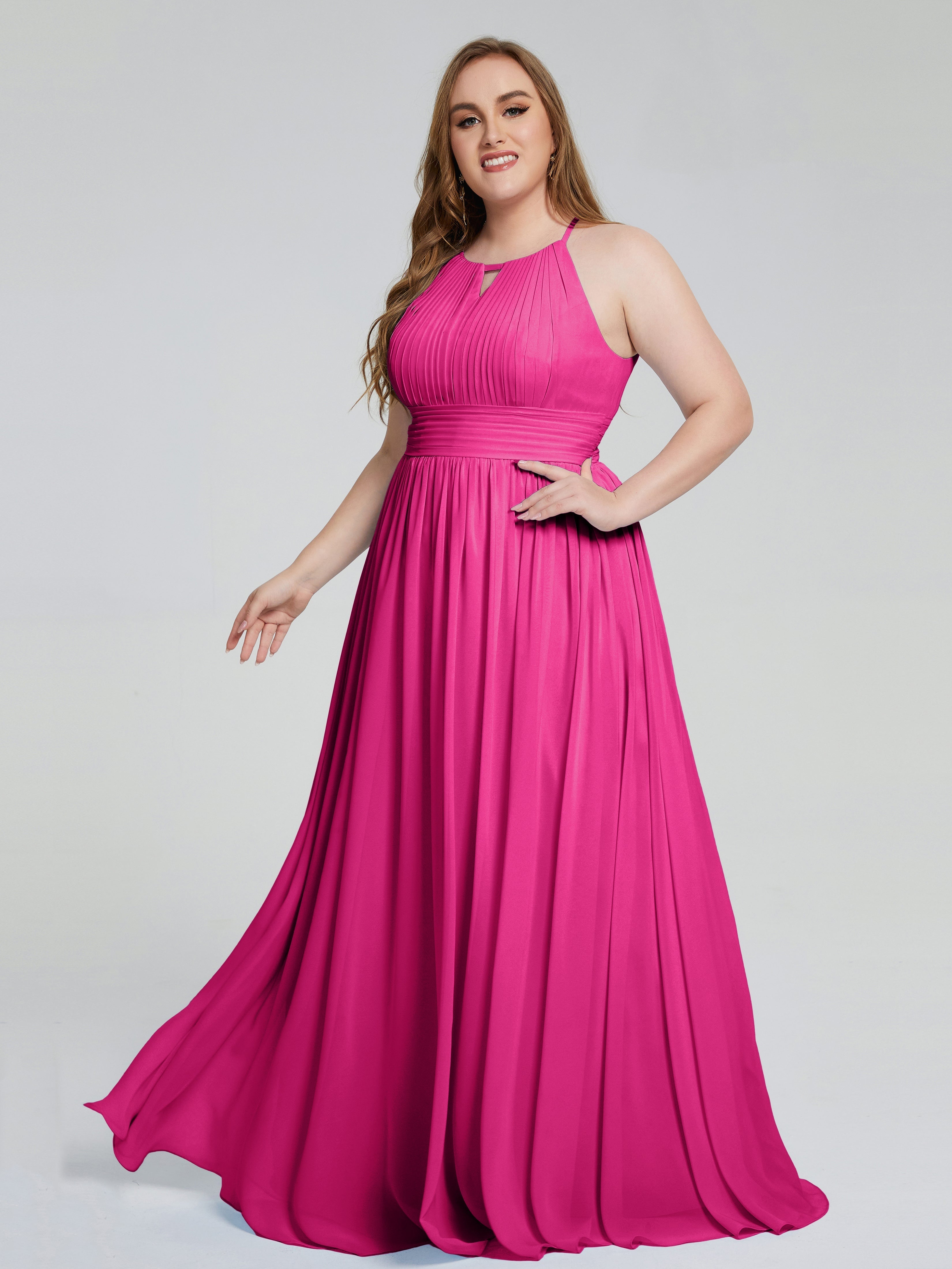 Payton Gorgeous Halter Plus Size Long Bridesmaid Dresses