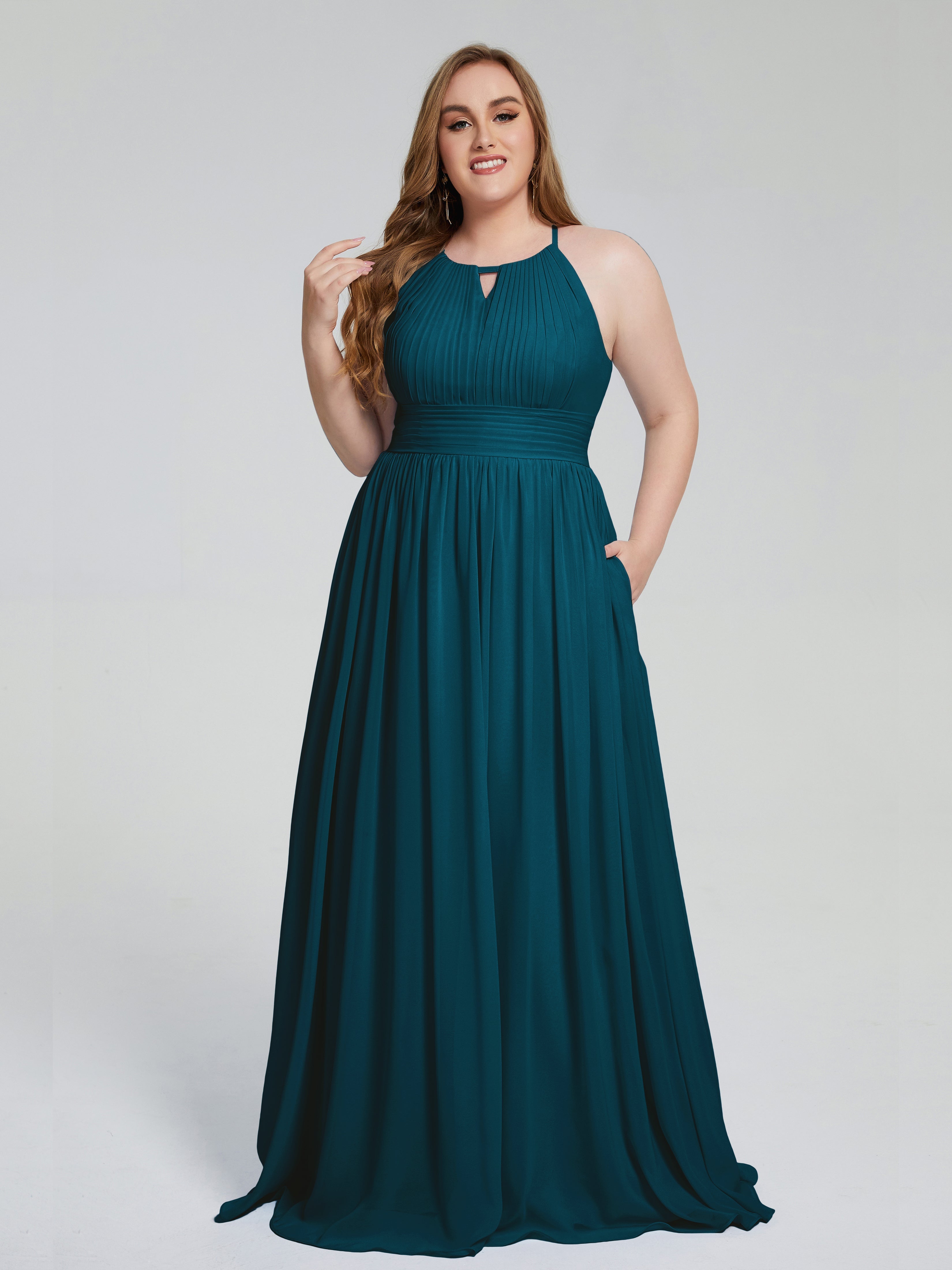Payton Gorgeous Halter Plus Size Long Bridesmaid Dresses