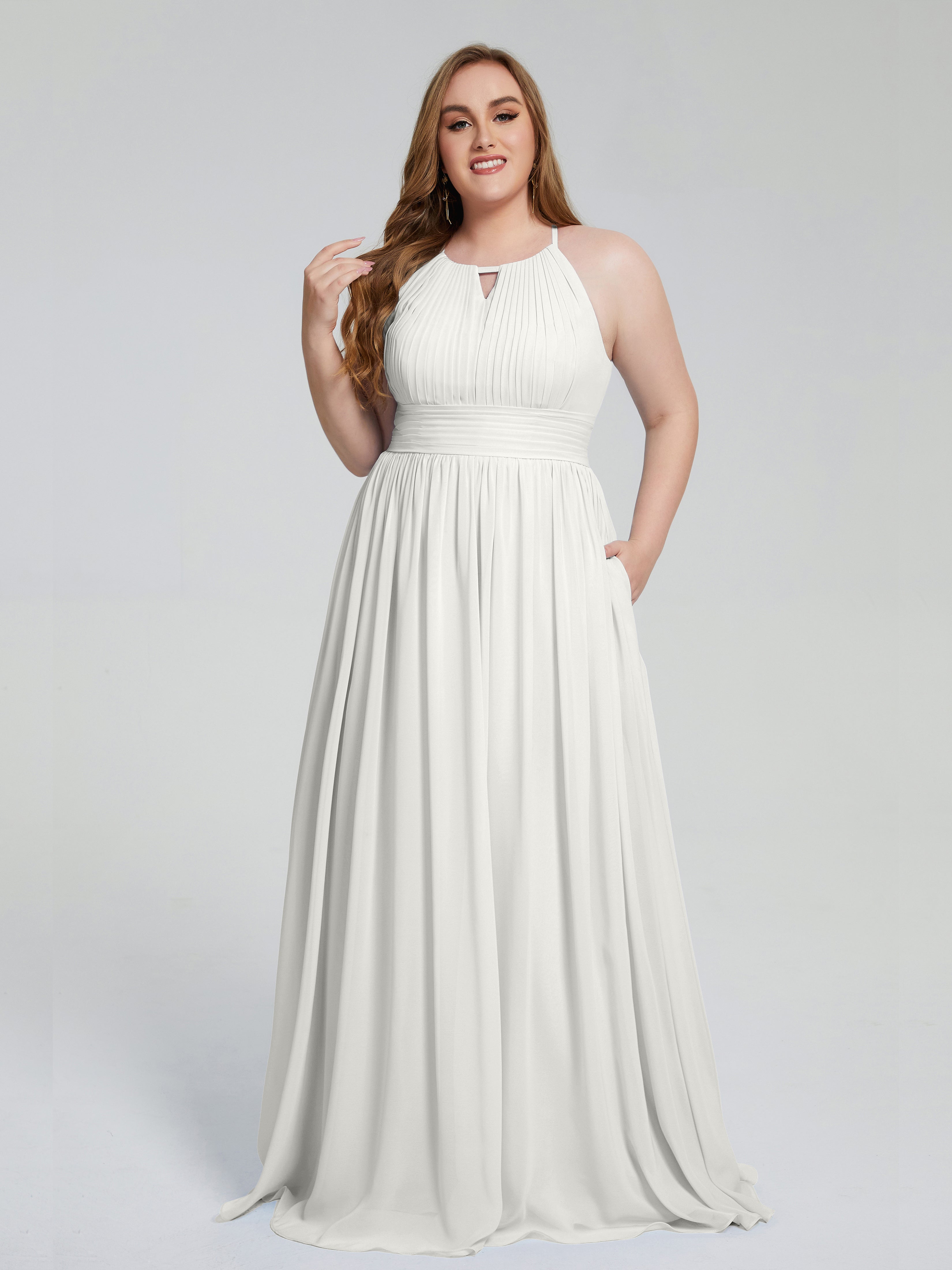 Payton Gorgeous Halter Plus Size Long Bridesmaid Dresses