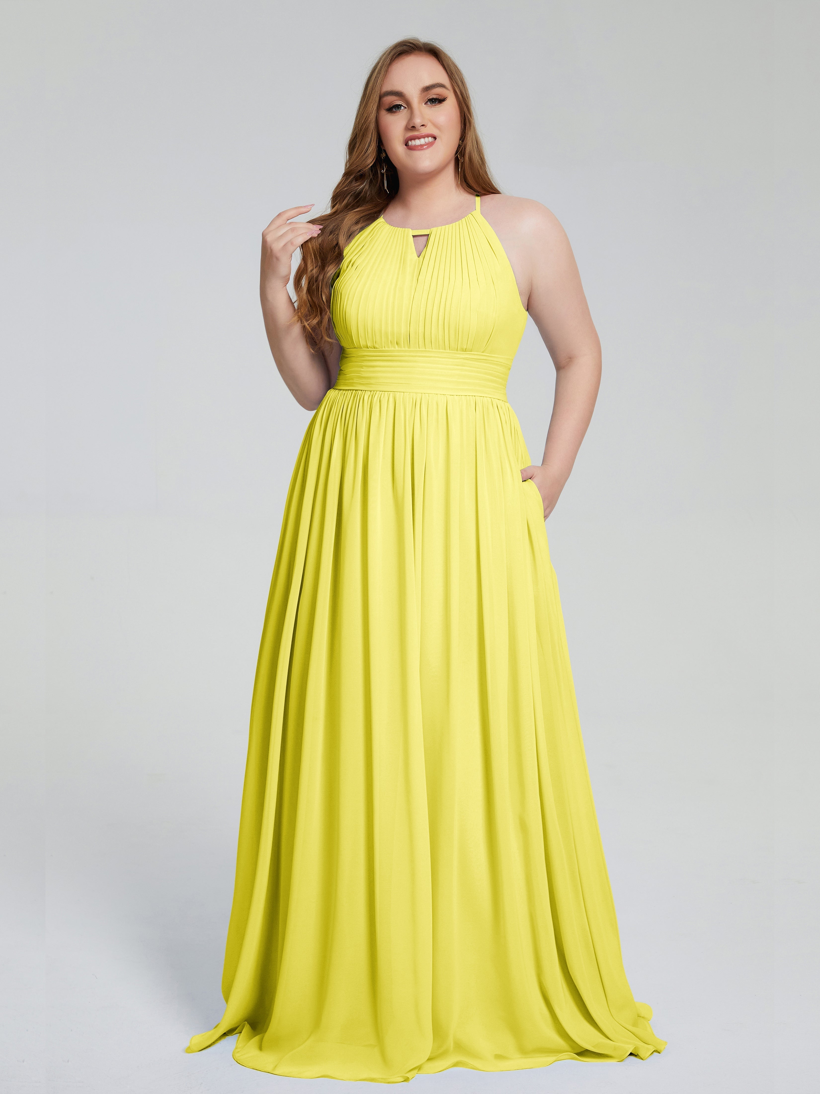 Payton Gorgeous Halter Plus Size Long Bridesmaid Dresses