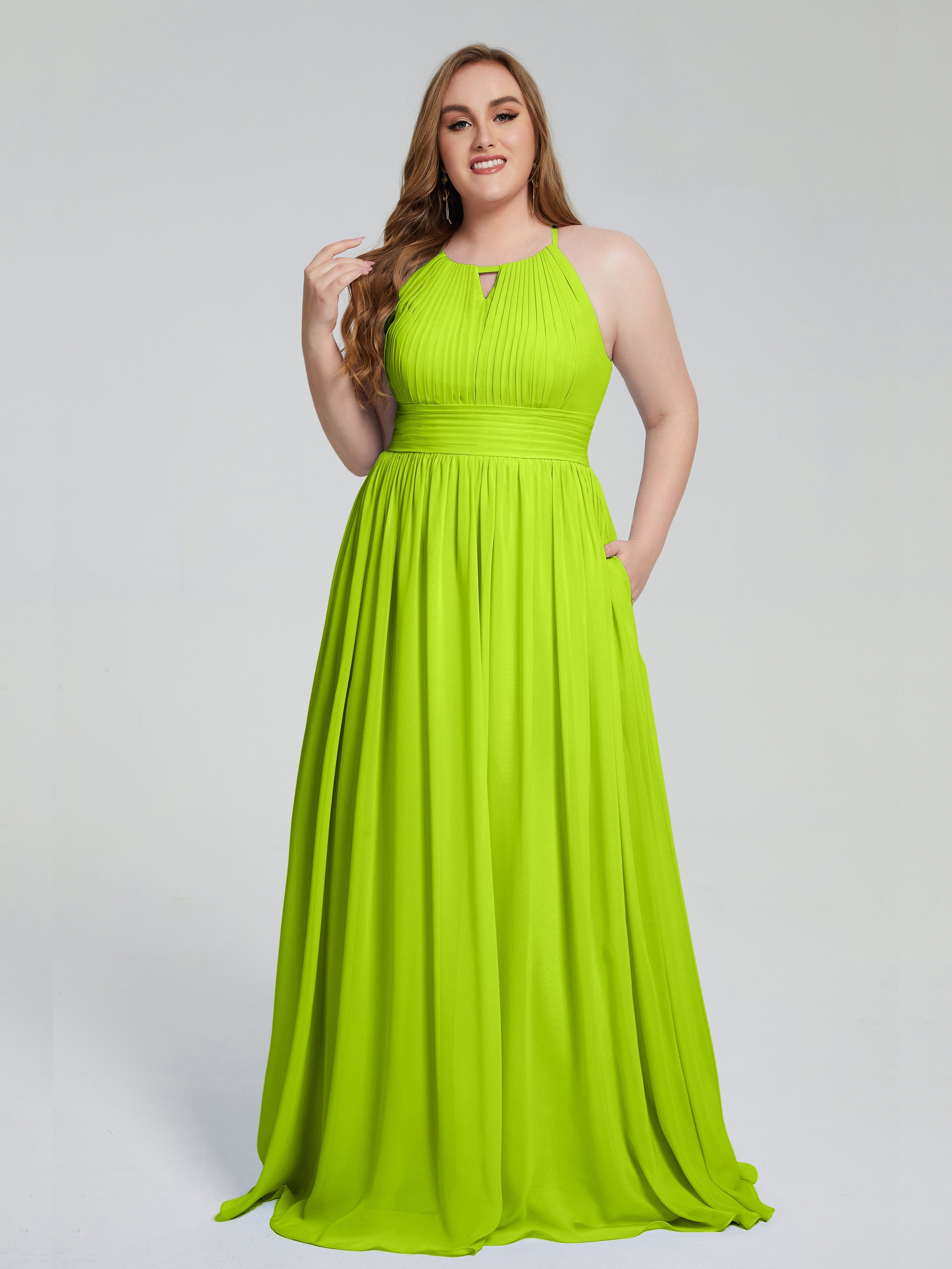 Payton Gorgeous Halter Plus Size Long Bridesmaid Dresses