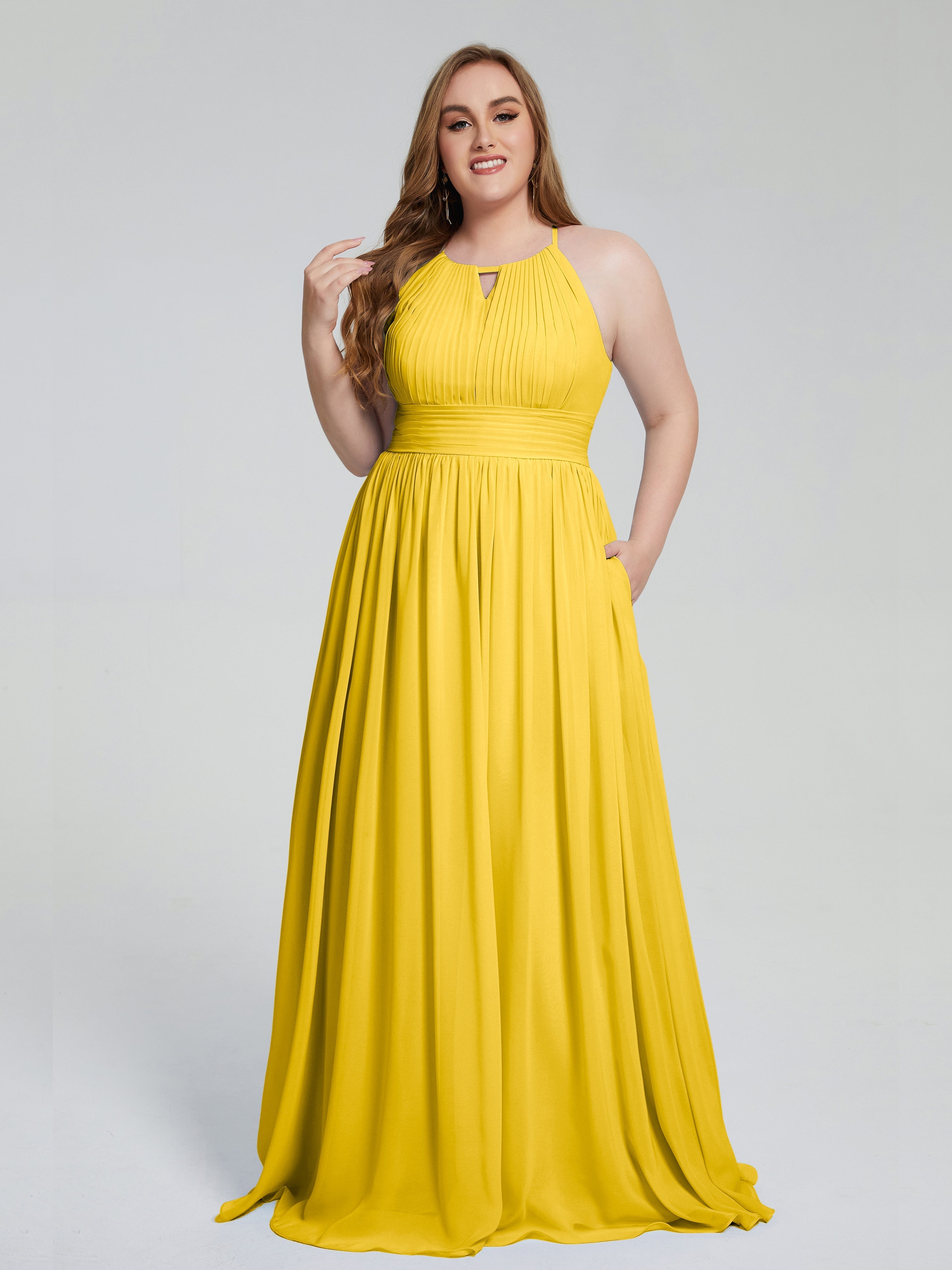 Payton Gorgeous Halter Plus Size Long Bridesmaid Dresses