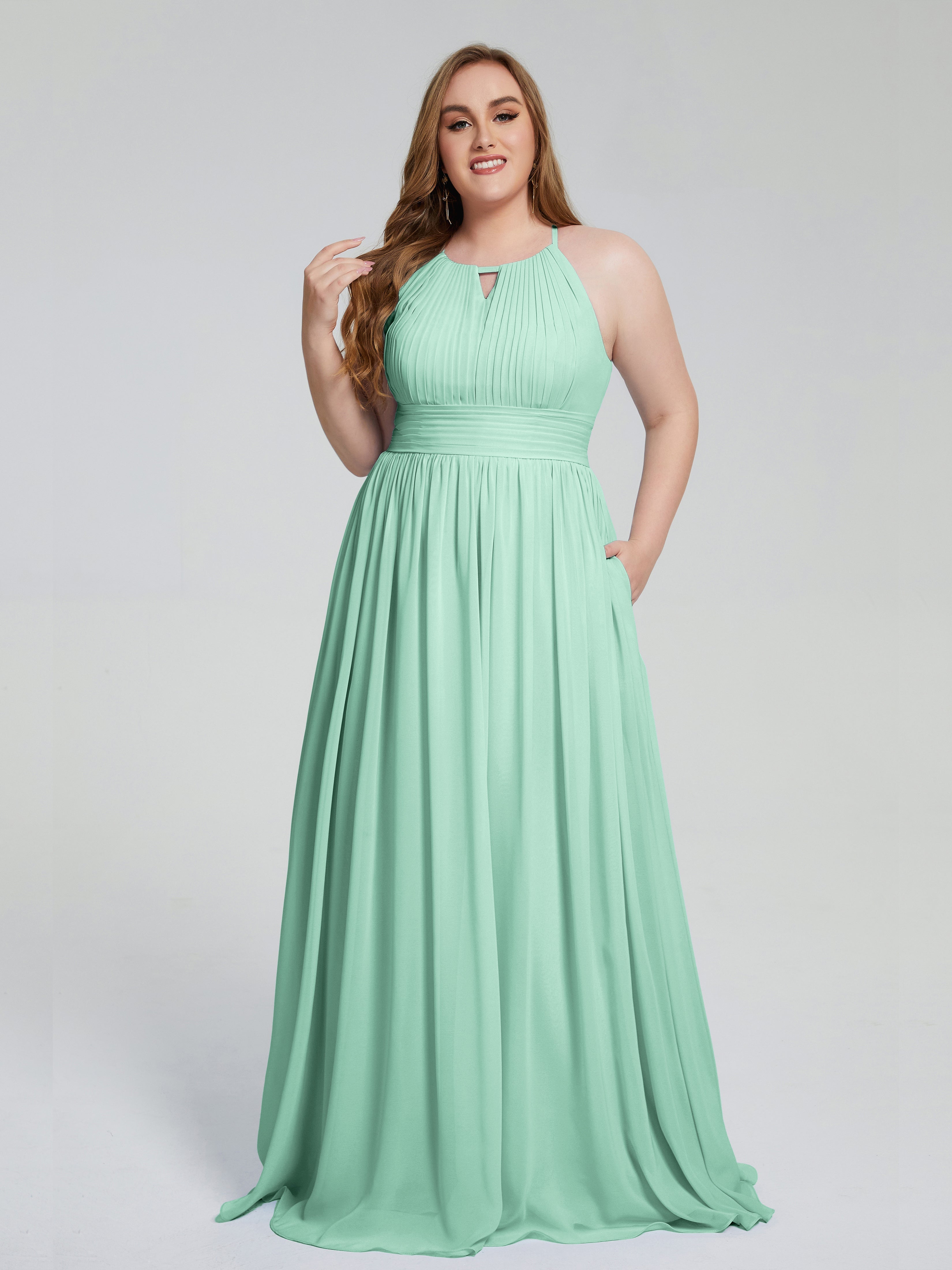 Payton Gorgeous Halter Plus Size Long Bridesmaid Dresses