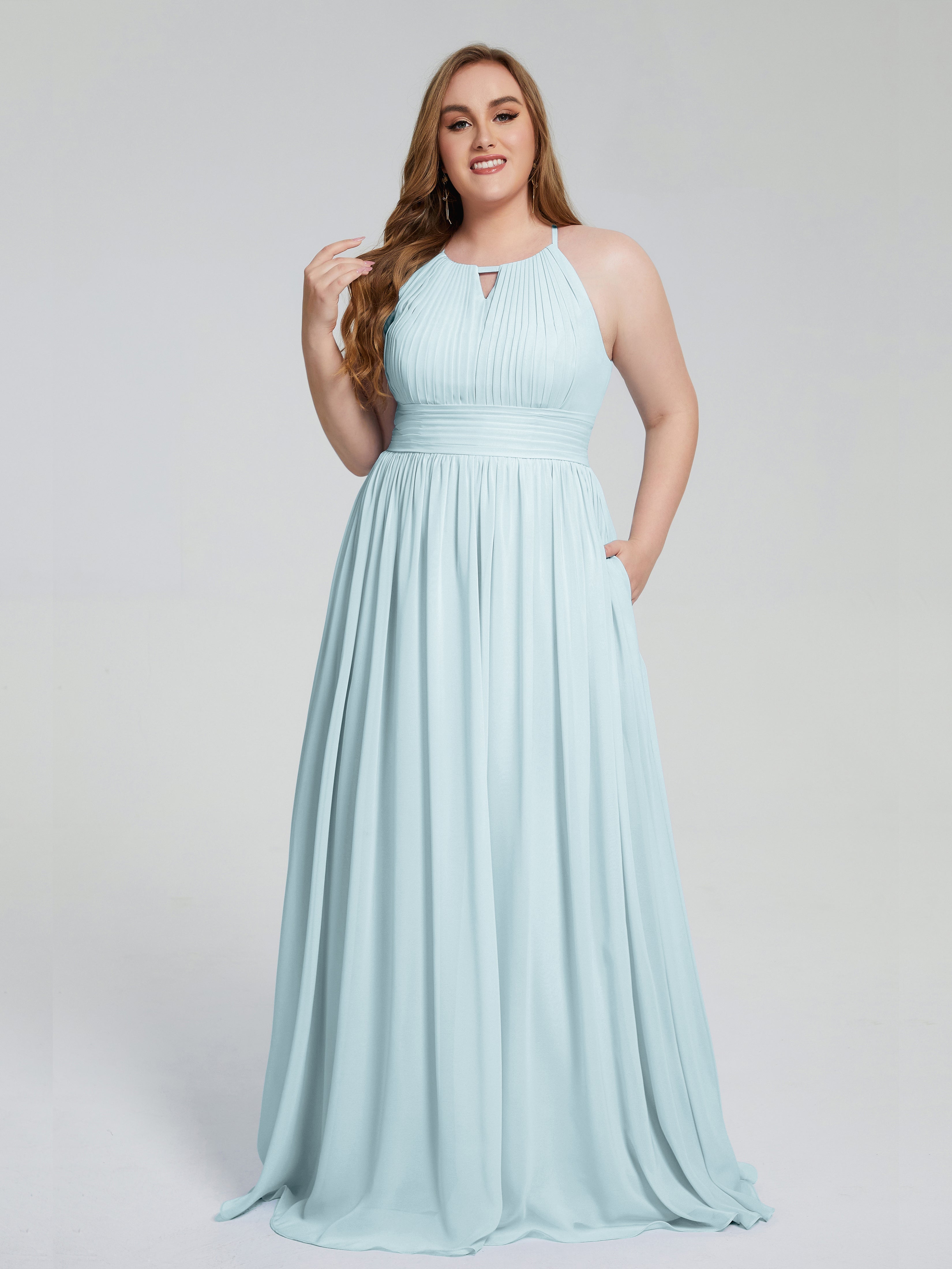 Payton Gorgeous Halter Plus Size Long Bridesmaid Dresses