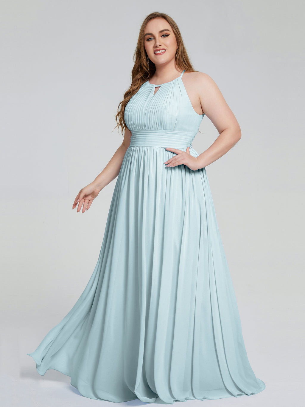 Payton Gorgeous Halter Plus Size Long Bridesmaid Dresses