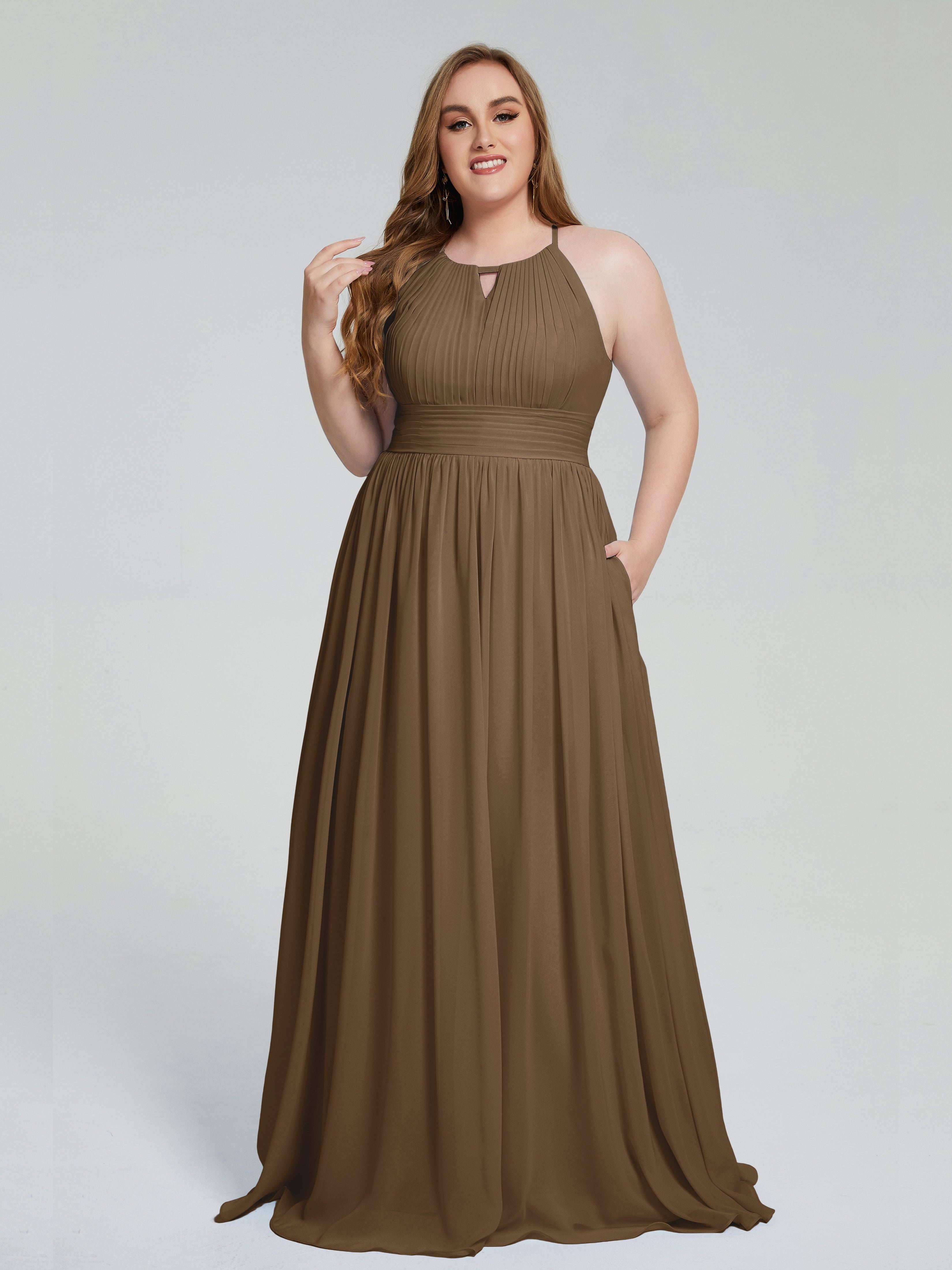 Payton Gorgeous Halter Plus Size Long Bridesmaid Dresses