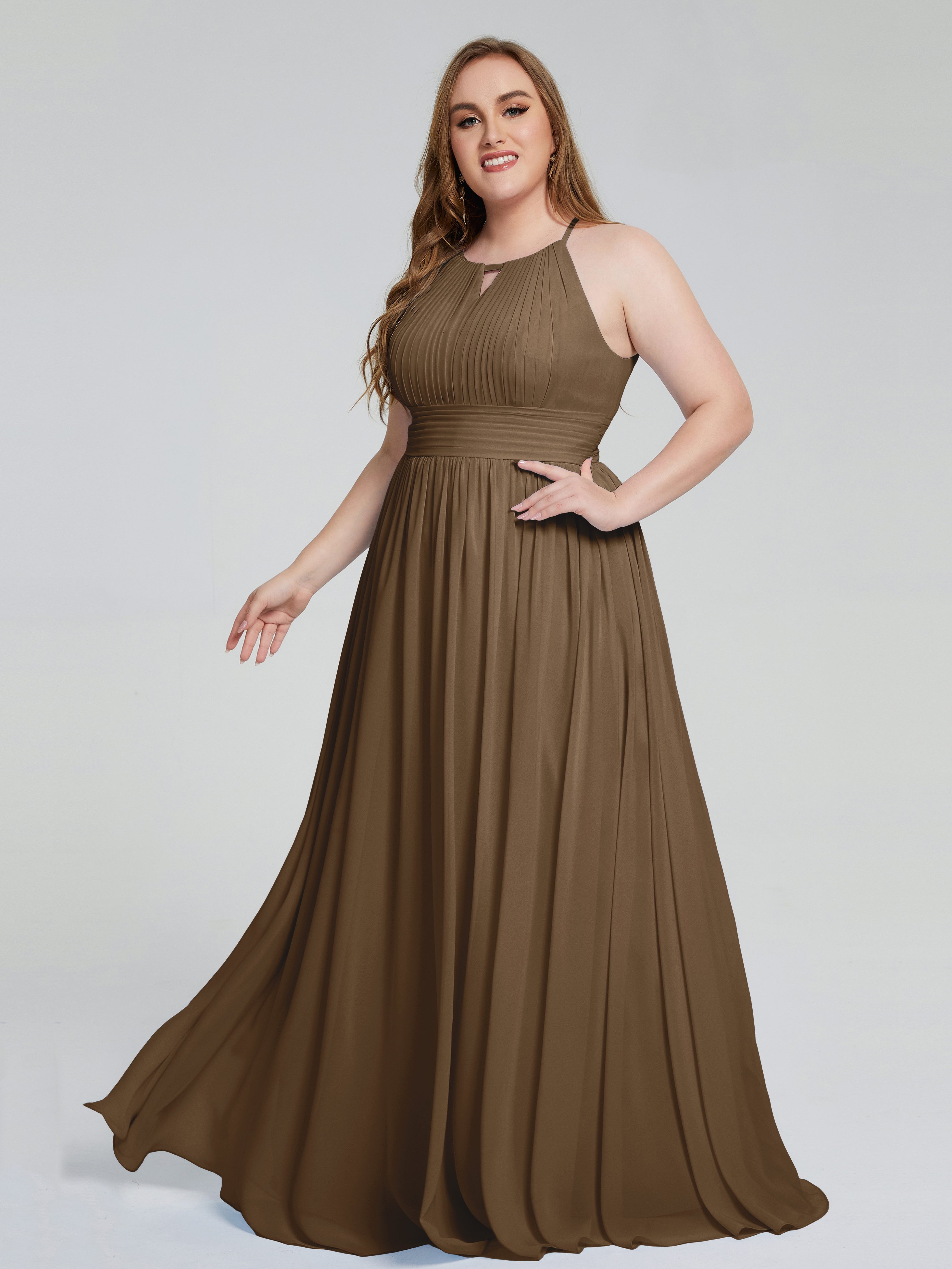 Payton Gorgeous Halter Plus Size Long Bridesmaid Dresses