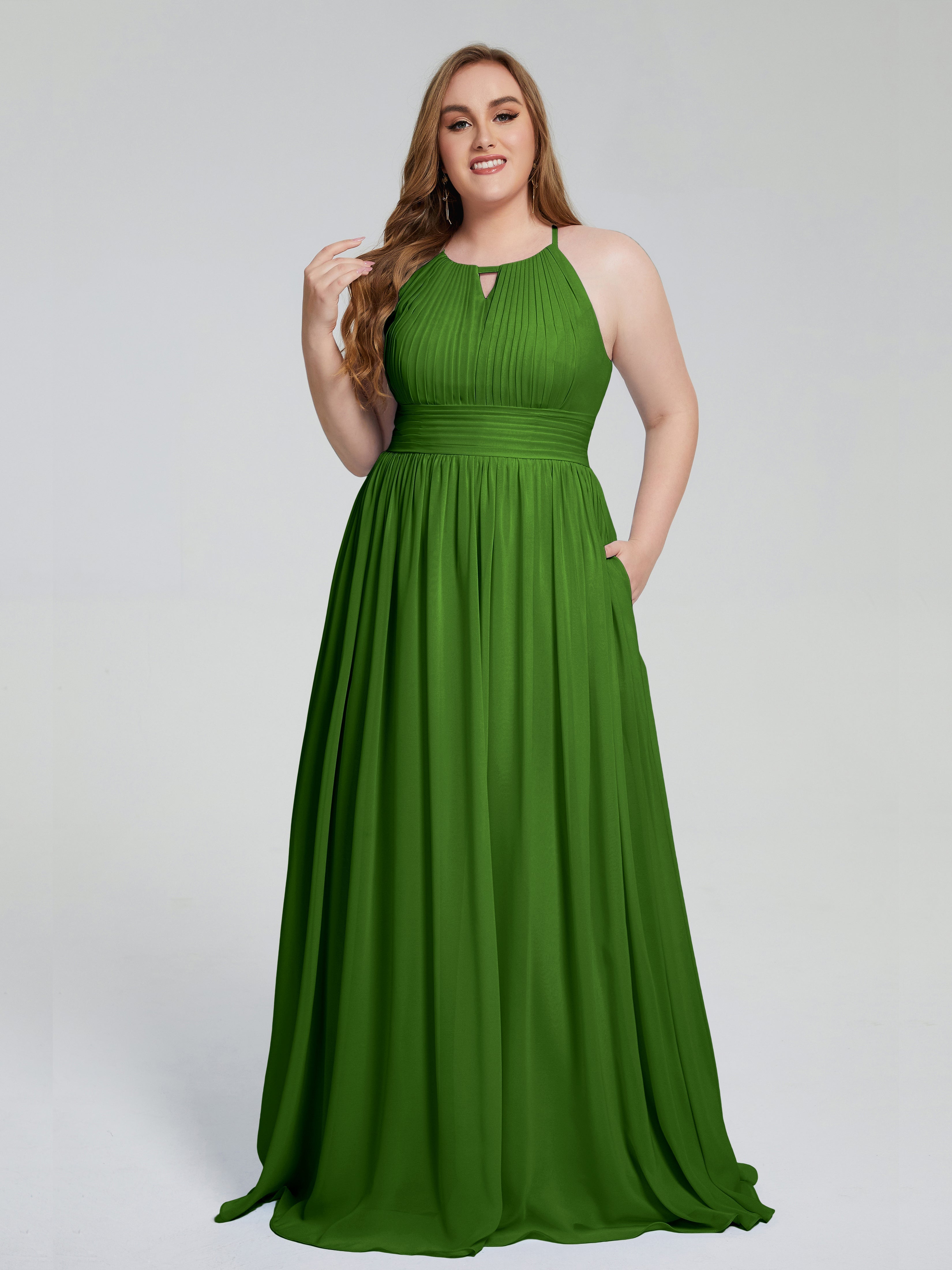 Payton Gorgeous Halter Plus Size Long Bridesmaid Dresses