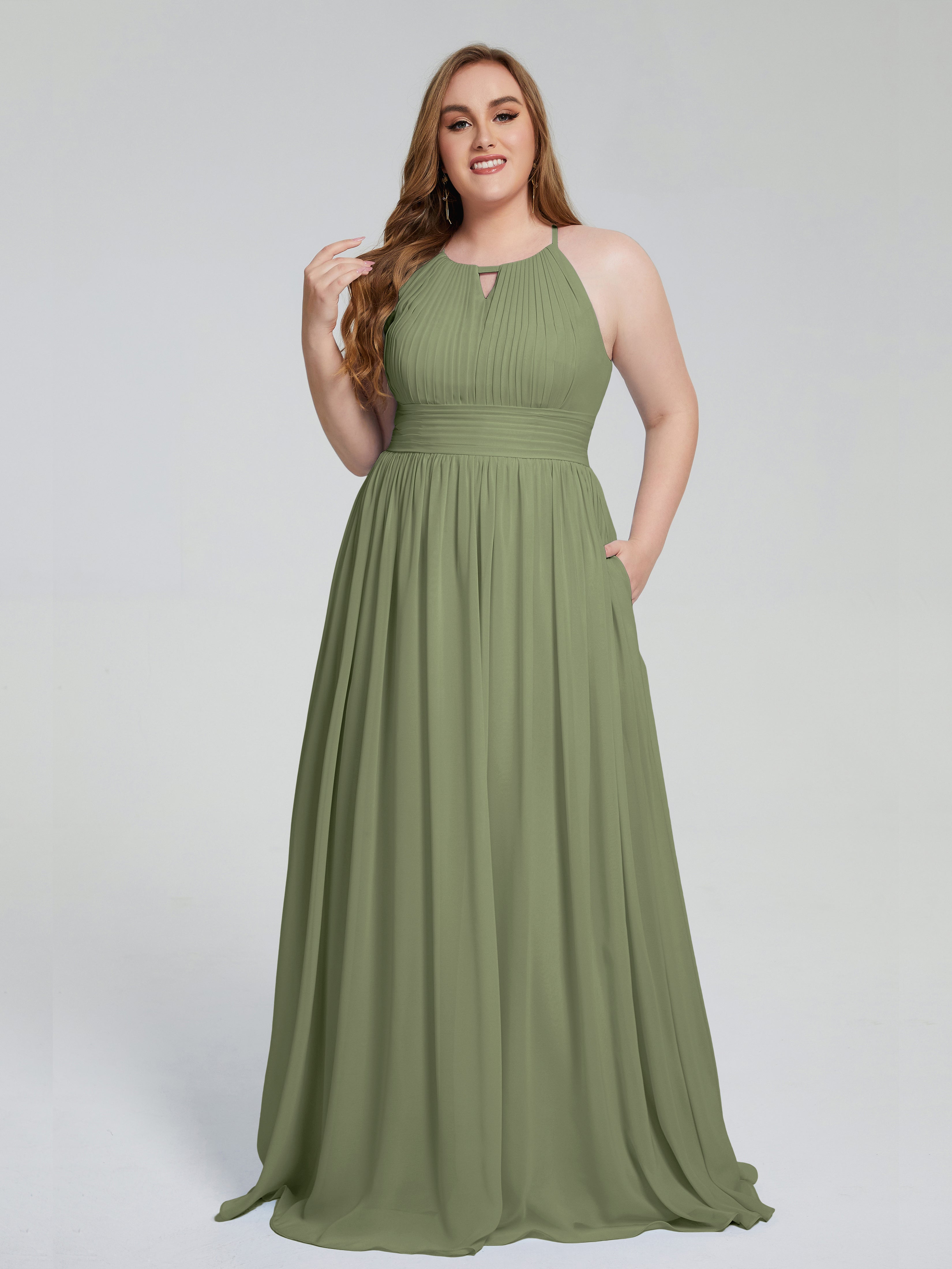 Payton Gorgeous Halter Plus Size Long Bridesmaid Dresses