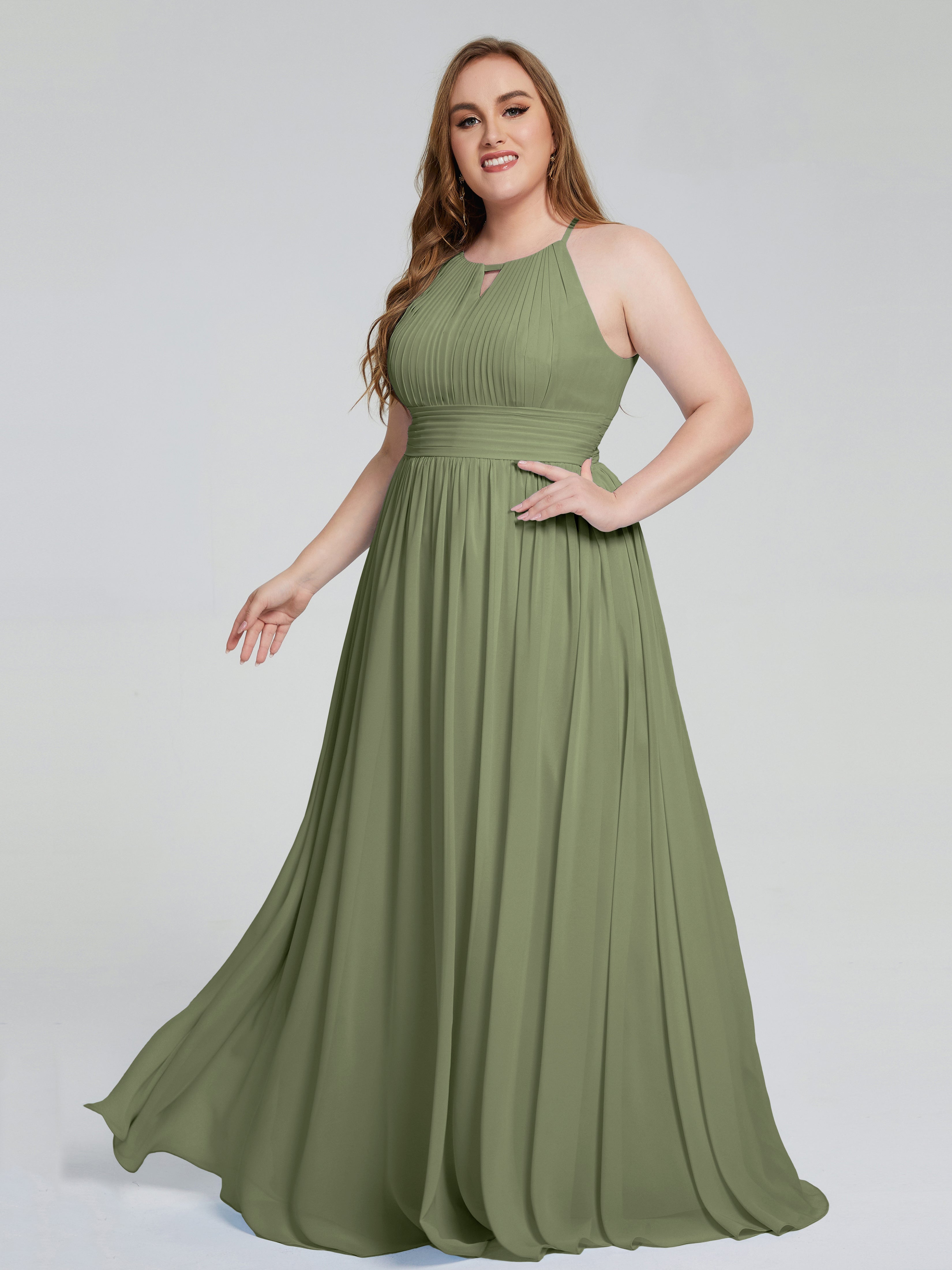 Payton Gorgeous Halter Plus Size Long Bridesmaid Dresses