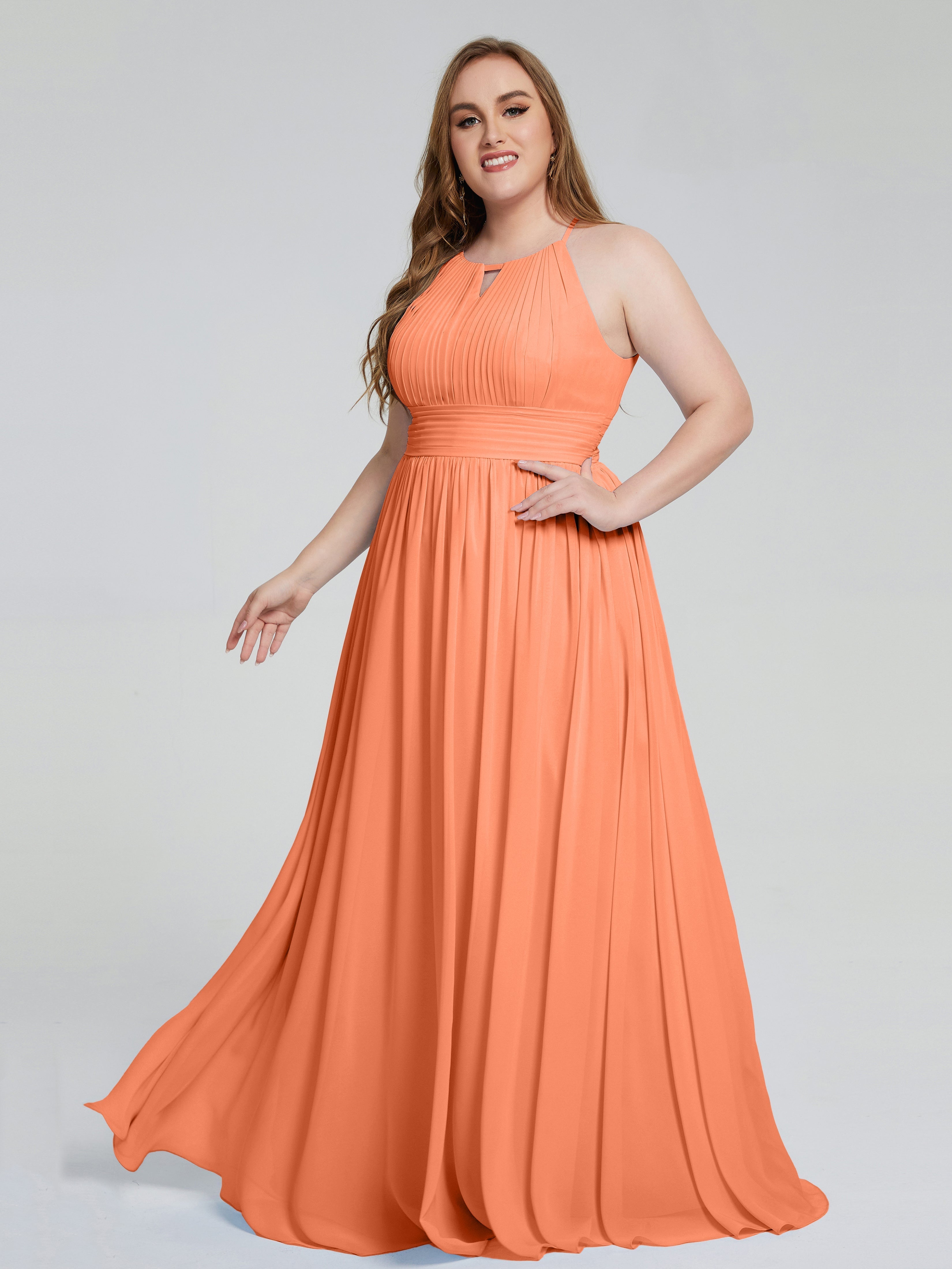 Payton Gorgeous Halter Plus Size Long Bridesmaid Dresses
