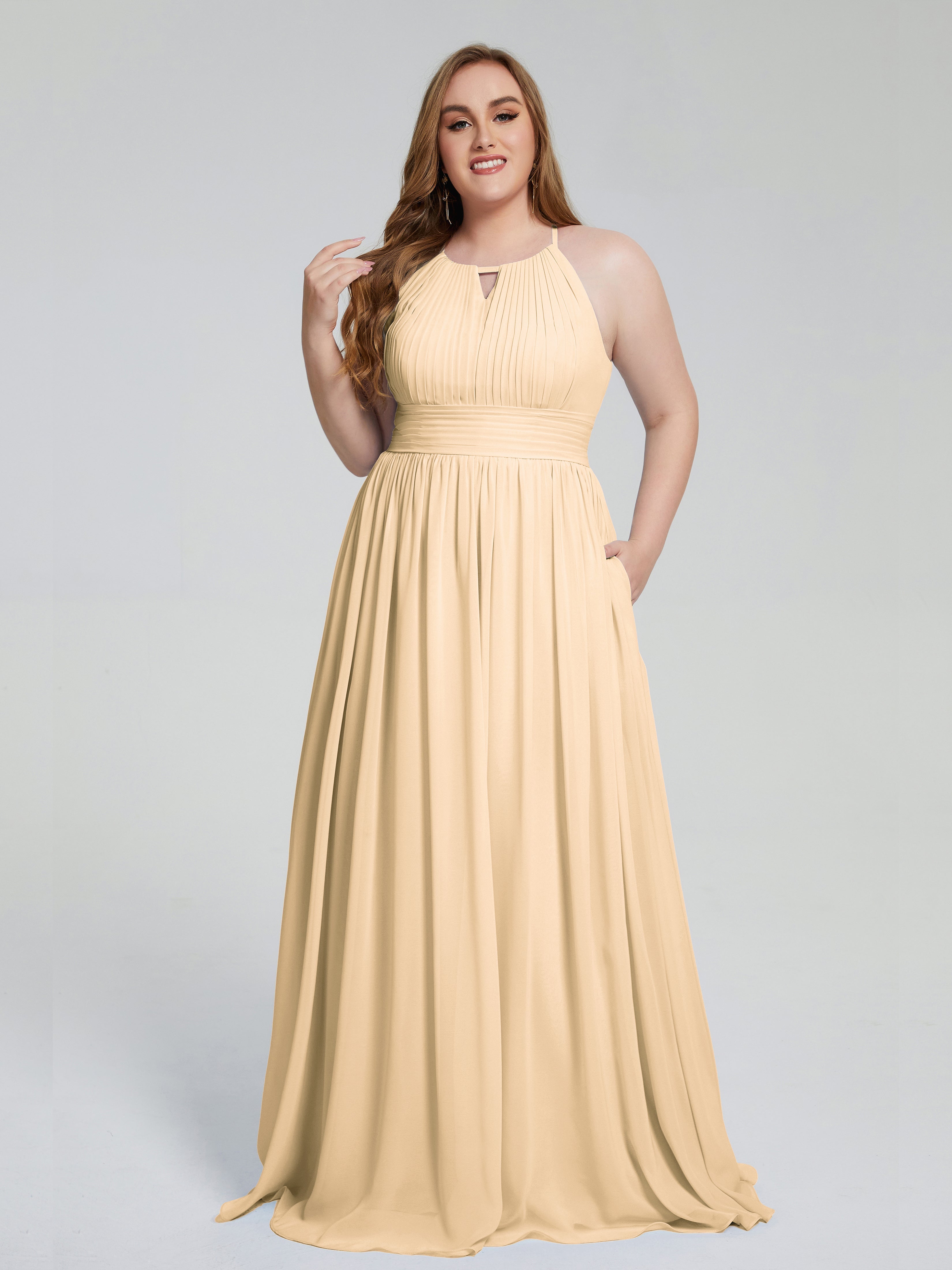 Payton Gorgeous Halter Plus Size Long Bridesmaid Dresses