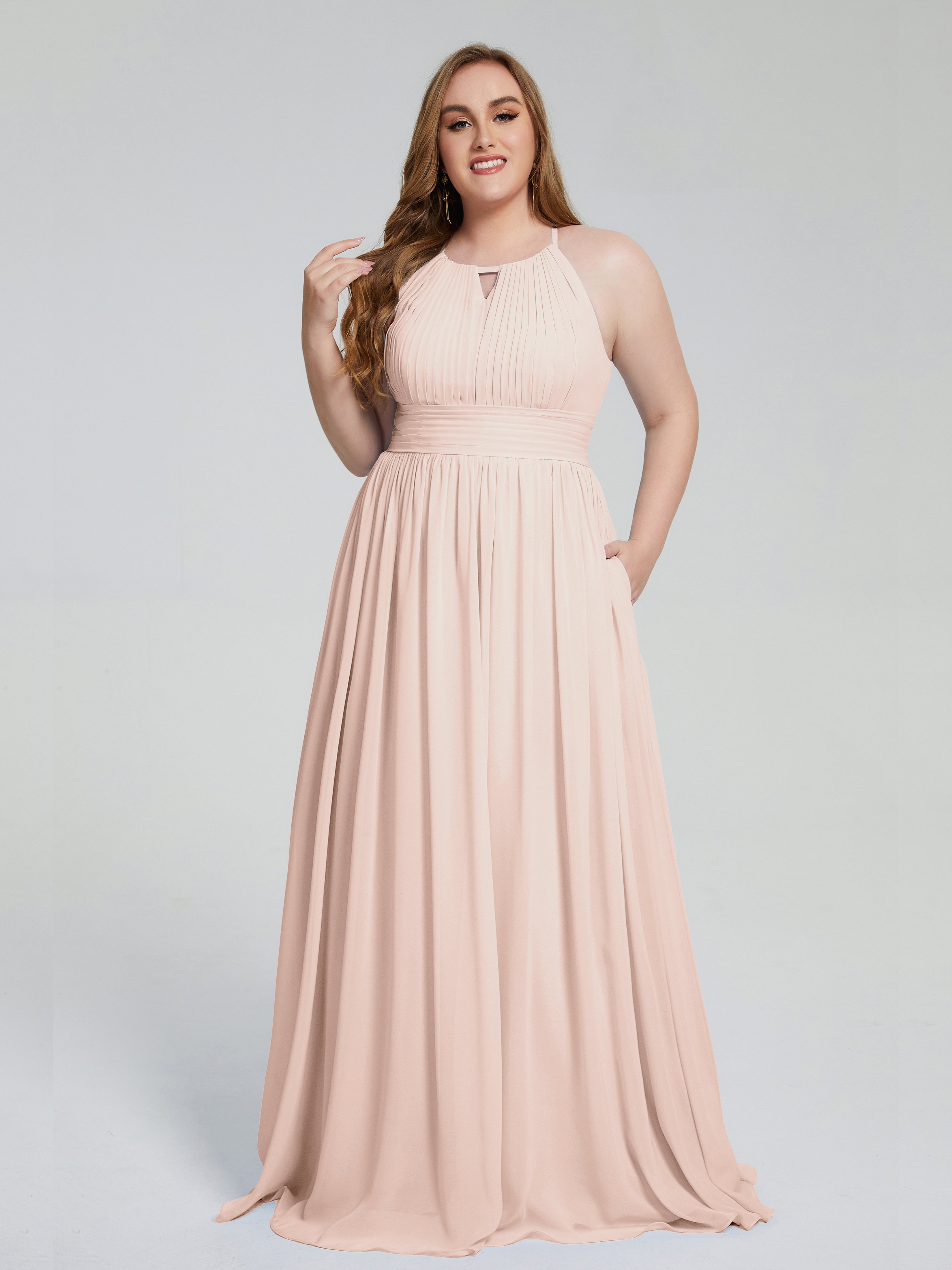 Payton Gorgeous Halter Plus Size Long Bridesmaid Dresses