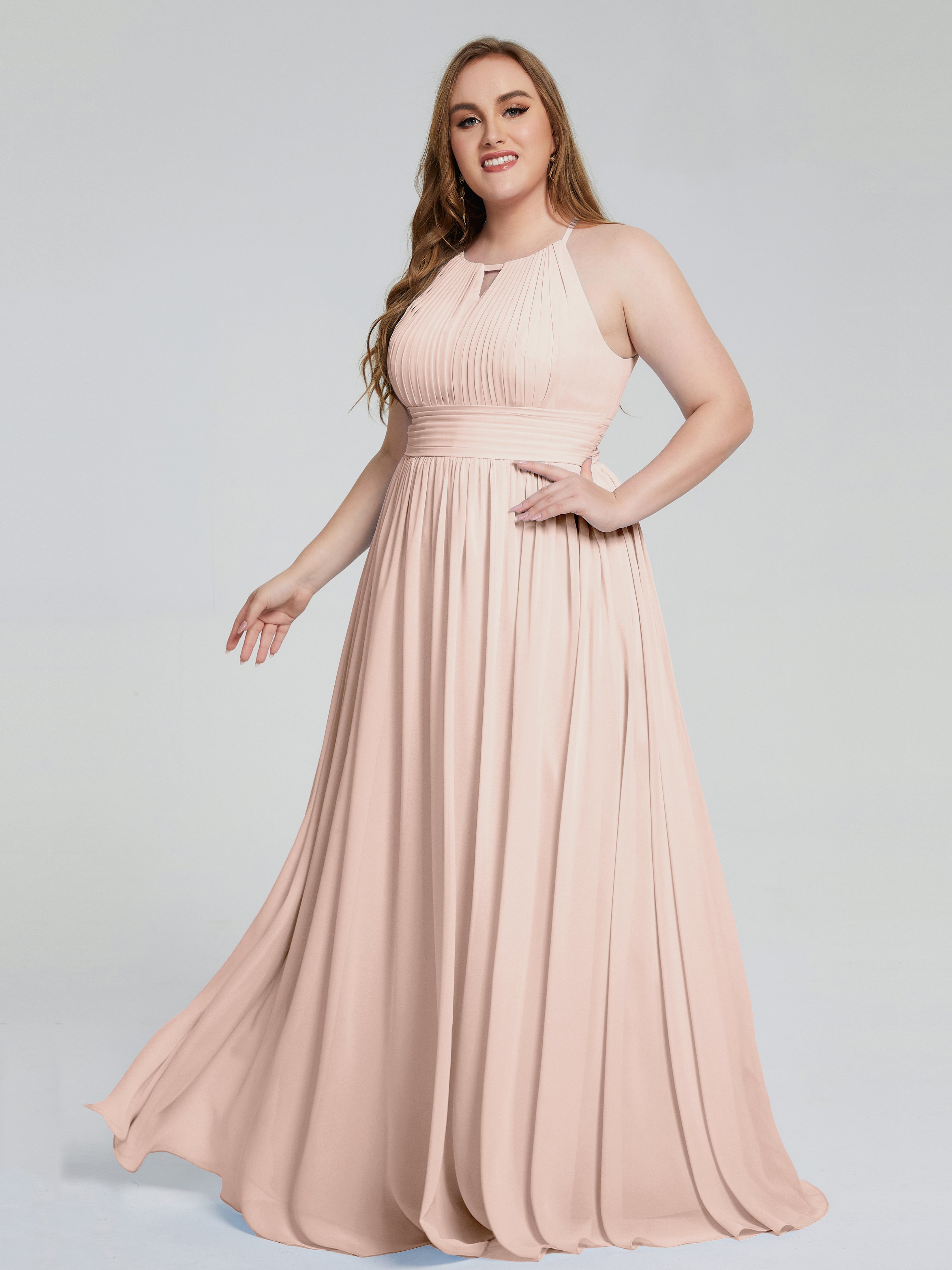 Payton Gorgeous Halter Plus Size Long Bridesmaid Dresses
