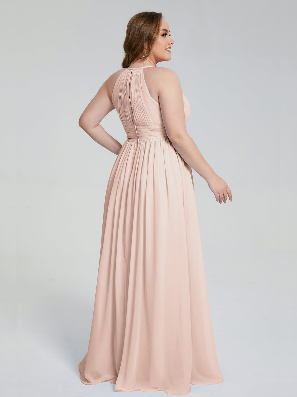 Payton Gorgeous Halter Plus Size Long Bridesmaid Dresses