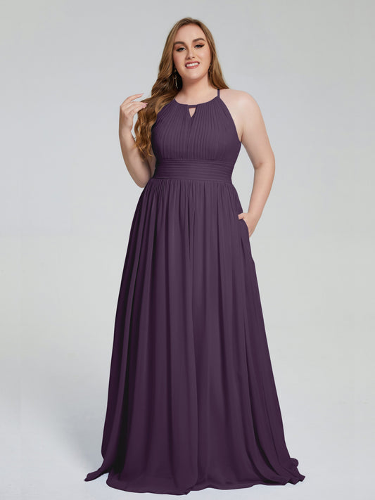 Payton Gorgeous Halter Plus Size Long Bridesmaid Dresses
