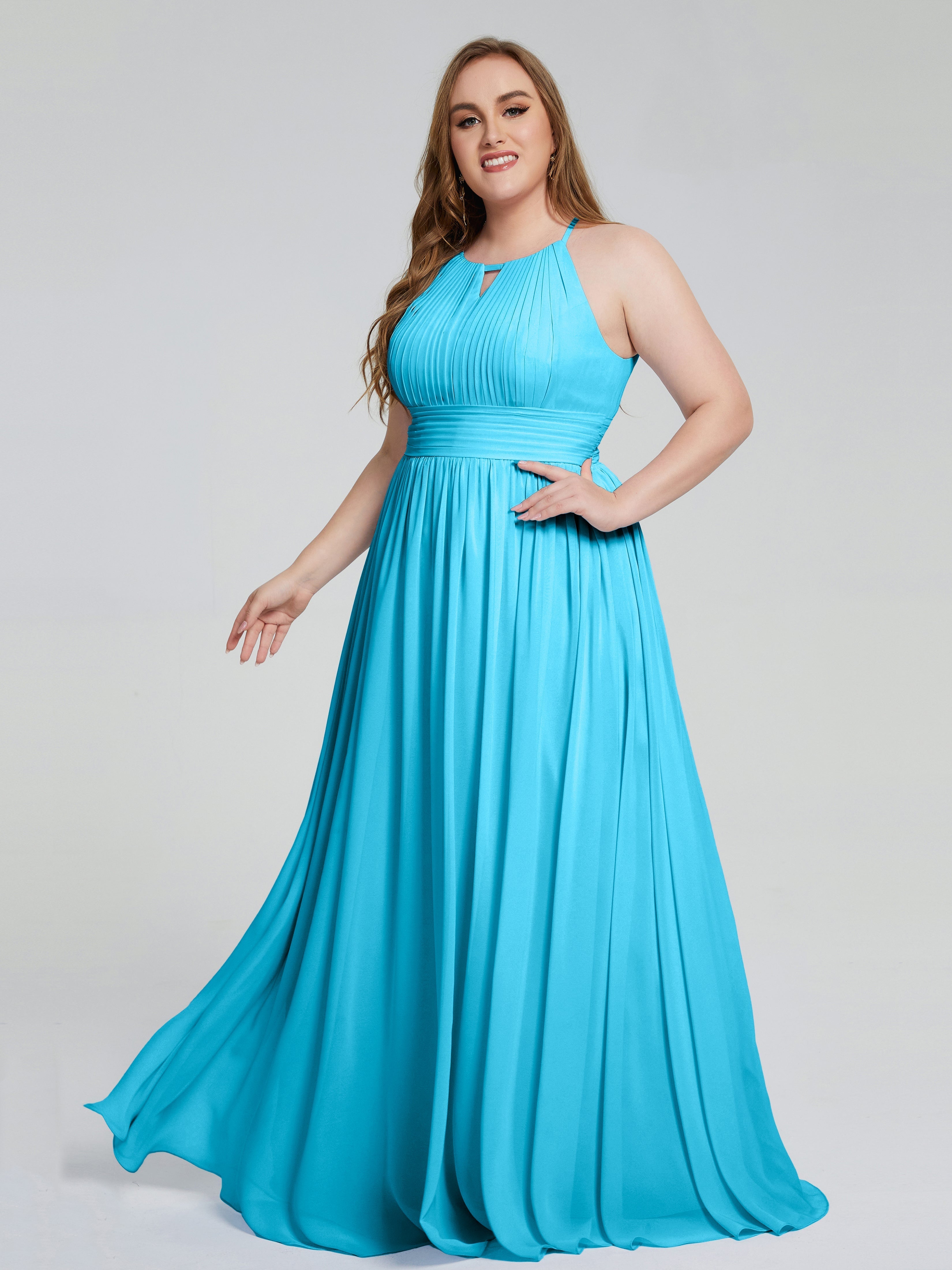 Payton Gorgeous Halter Plus Size Long Bridesmaid Dresses