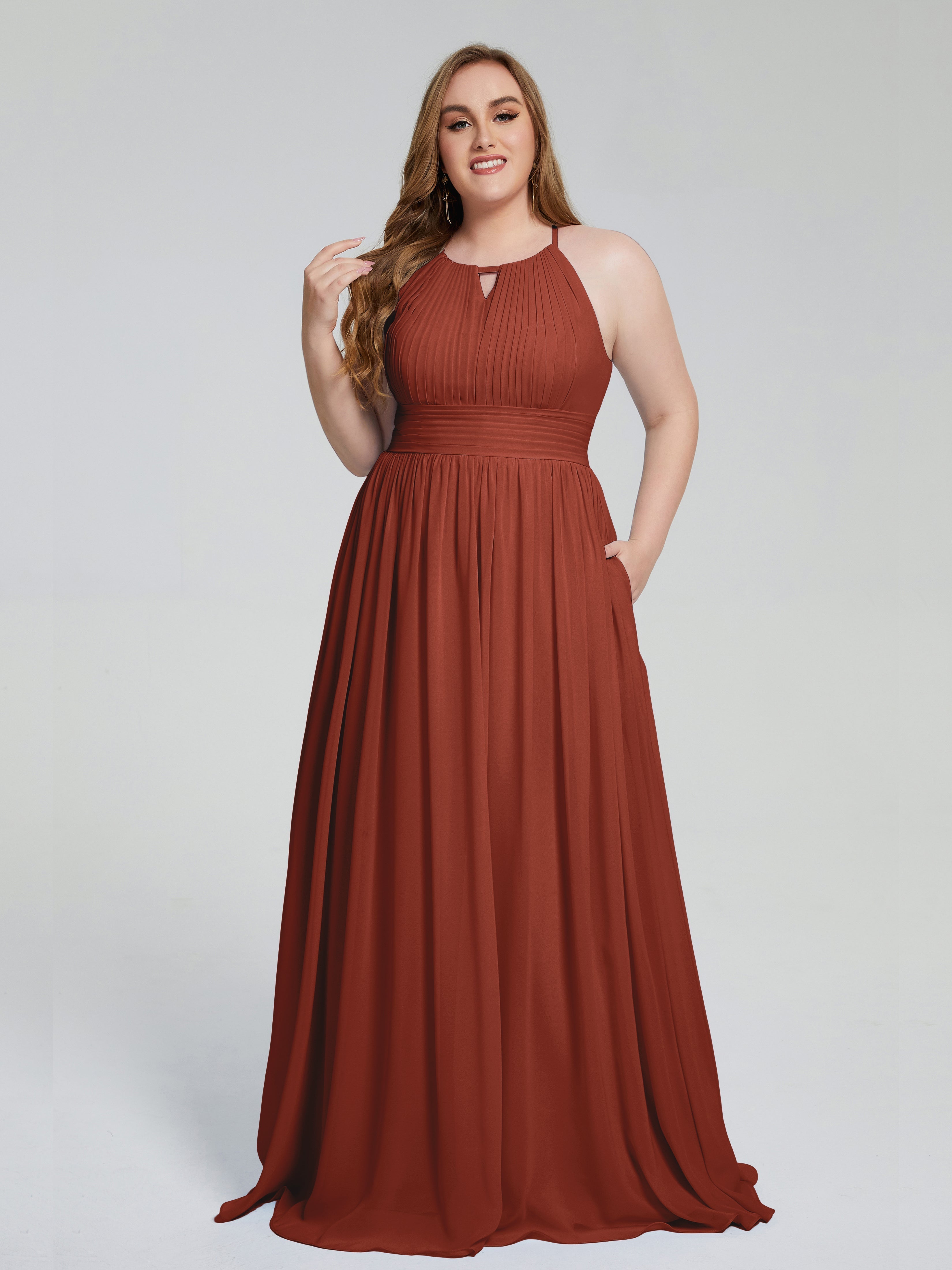 Payton Gorgeous Halter Plus Size Long Bridesmaid Dresses
