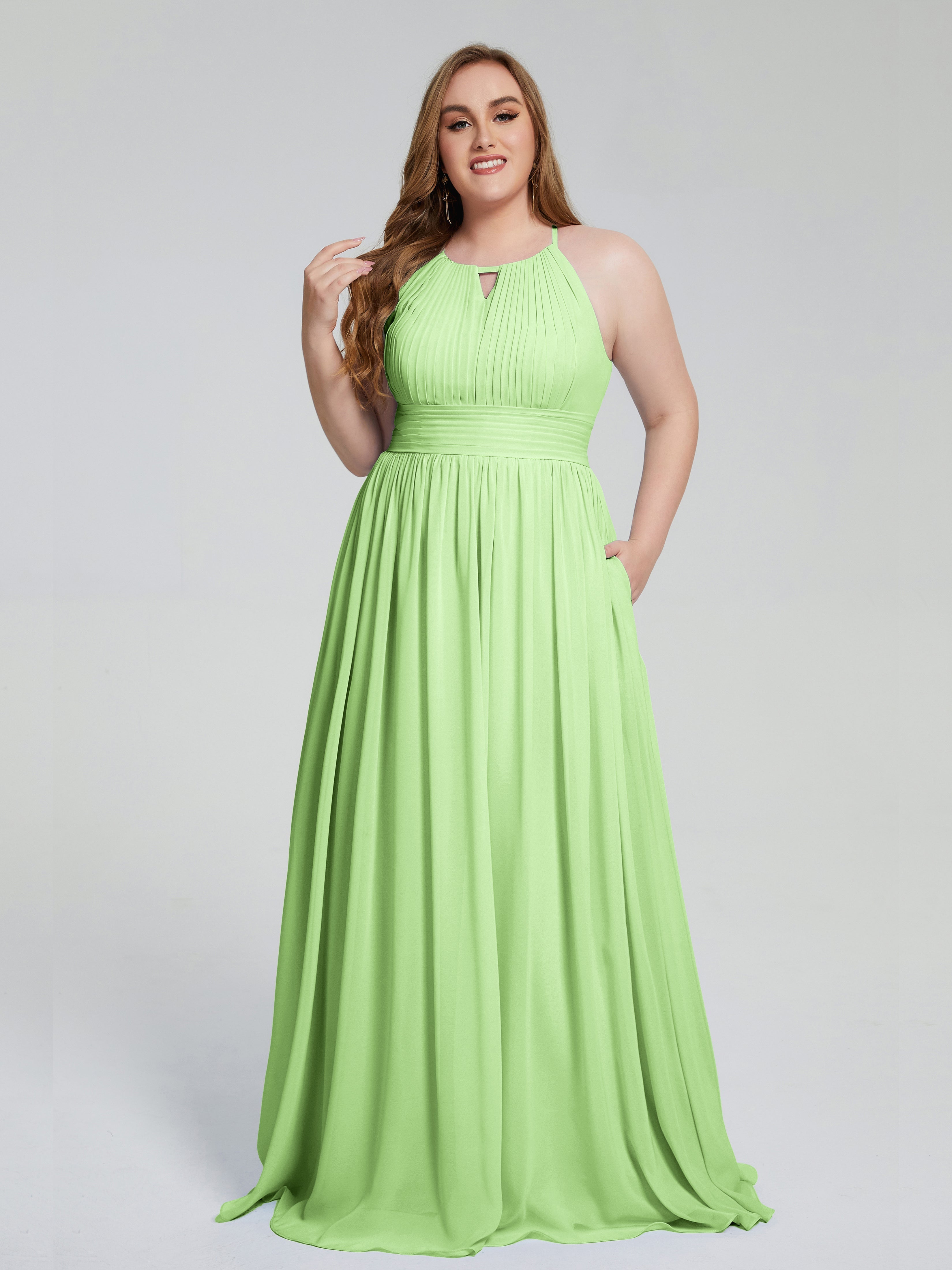 Payton Gorgeous Halter Plus Size Long Bridesmaid Dresses