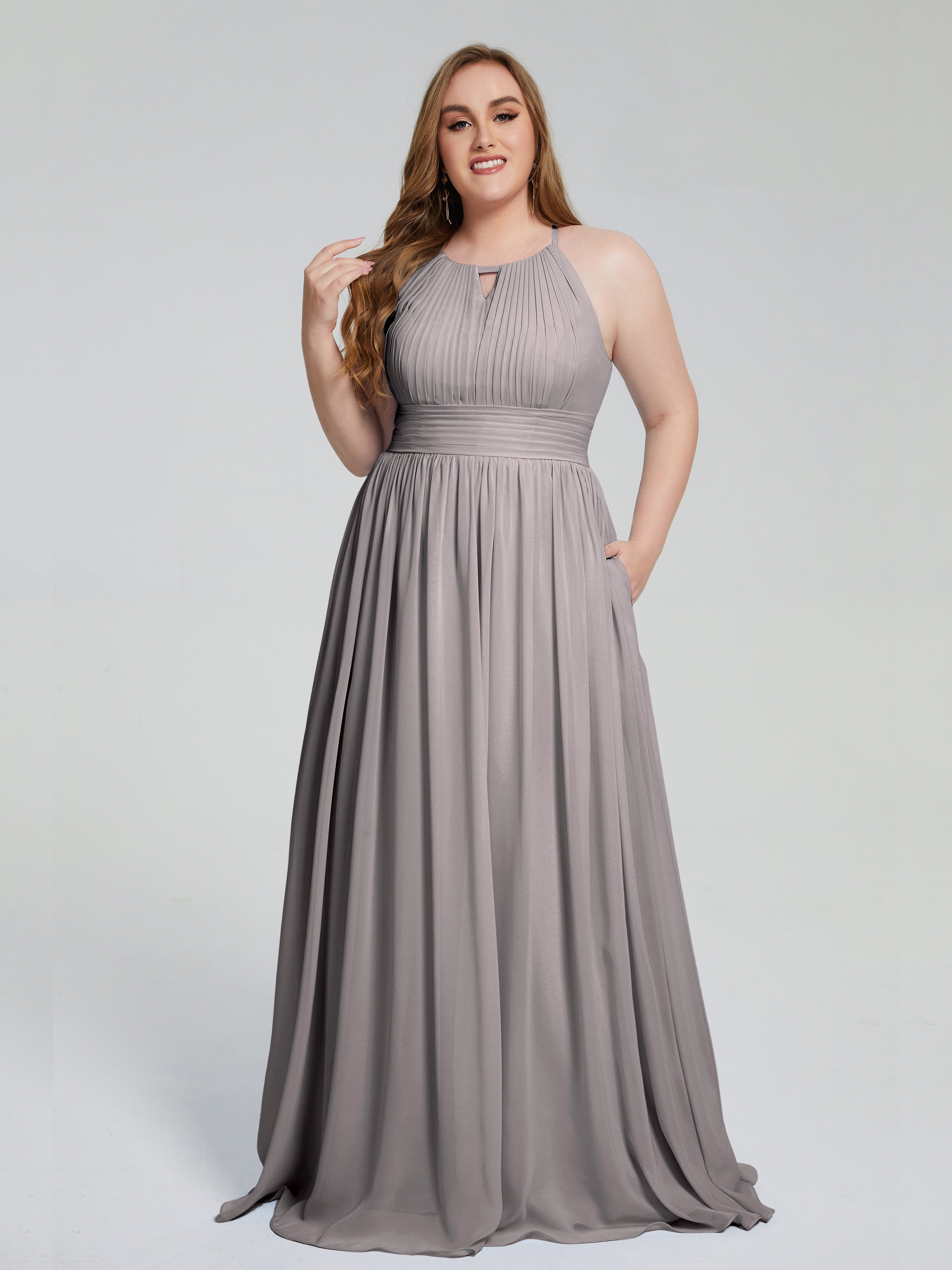 Payton Gorgeous Halter Plus Size Long Bridesmaid Dresses