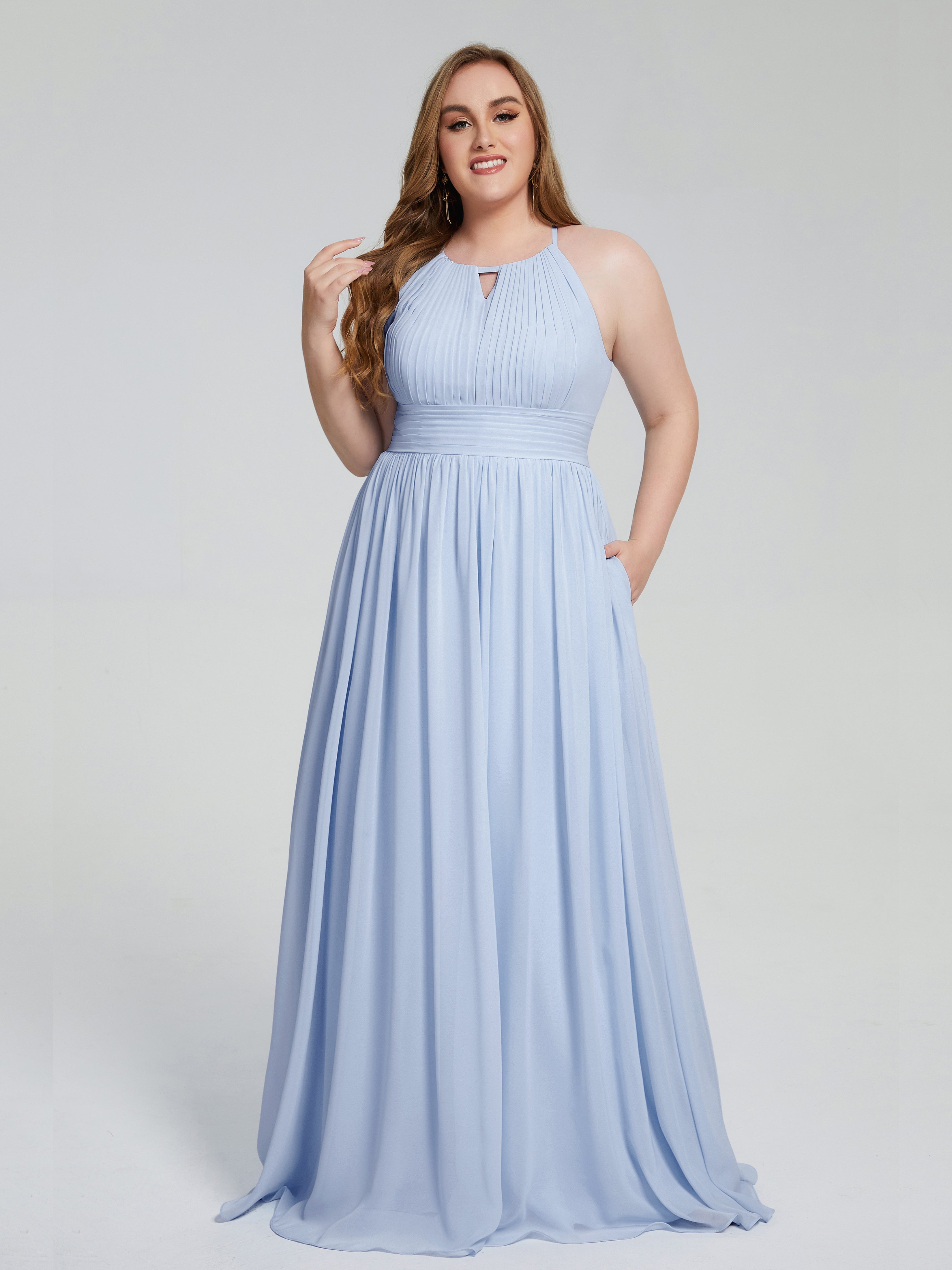 Payton Gorgeous Halter Plus Size Long Bridesmaid Dresses