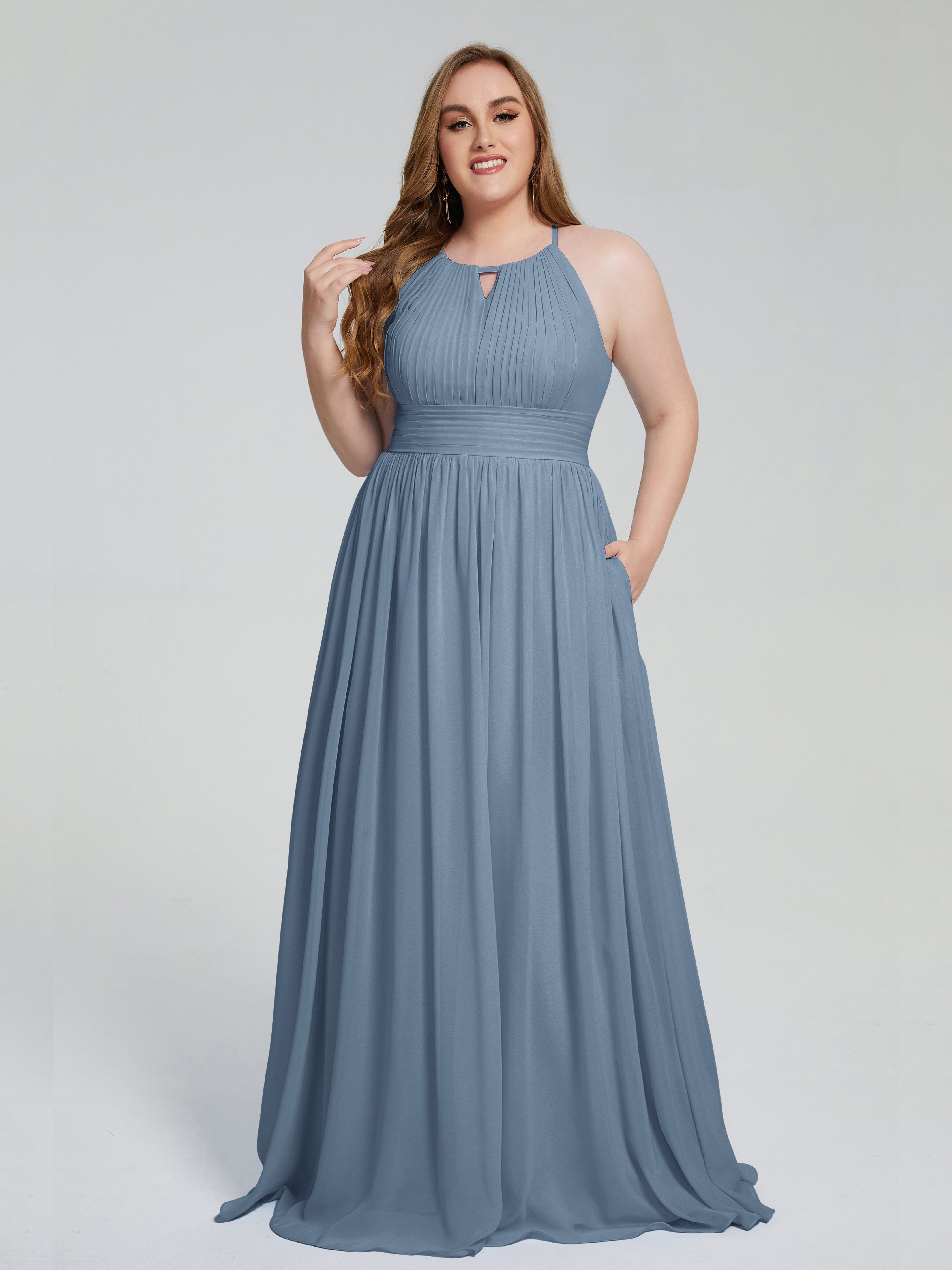 Payton Gorgeous Halter Plus Size Long Bridesmaid Dresses