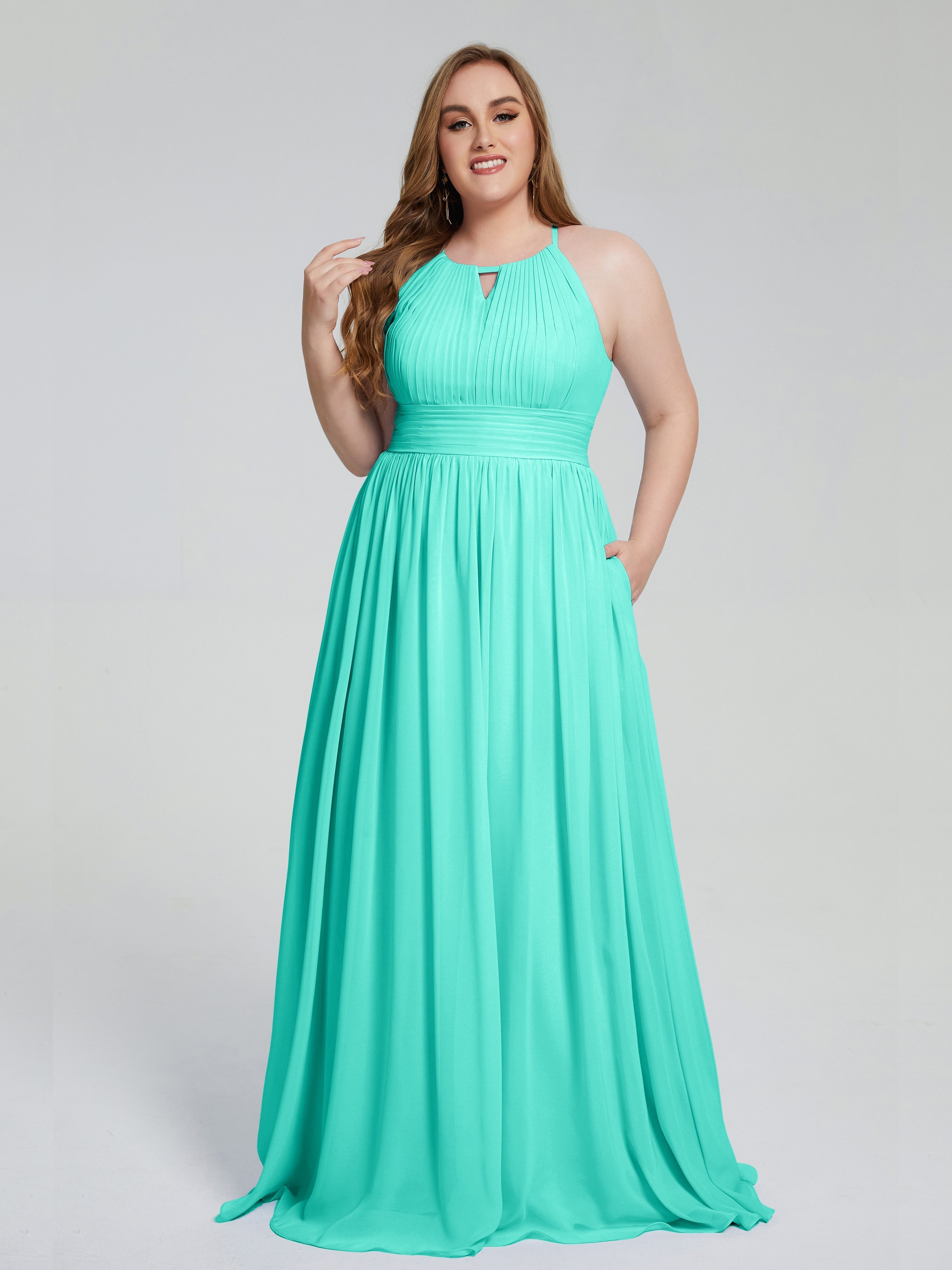 Payton Gorgeous Halter Plus Size Long Bridesmaid Dresses