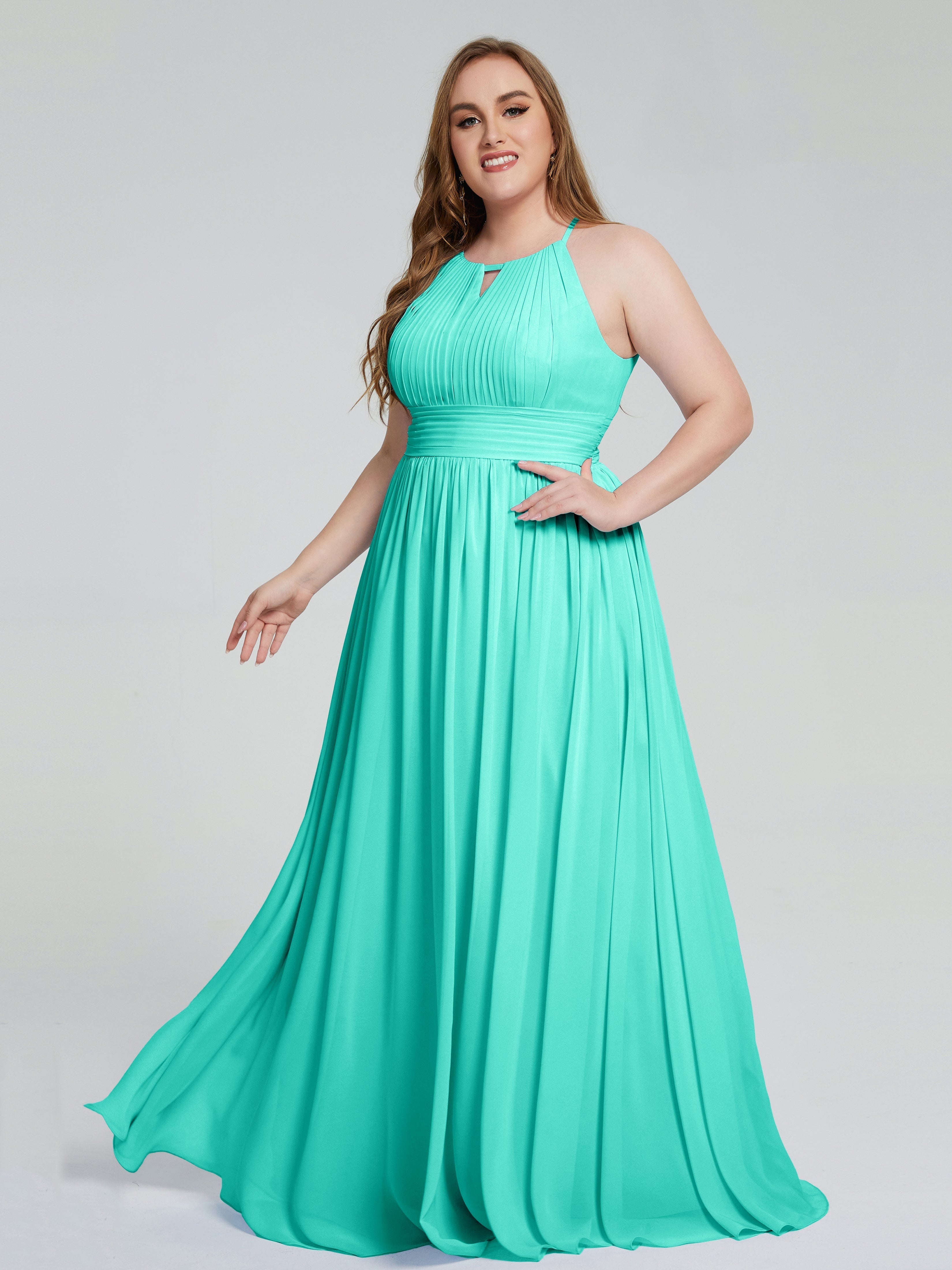 Payton Gorgeous Halter Plus Size Long Bridesmaid Dresses