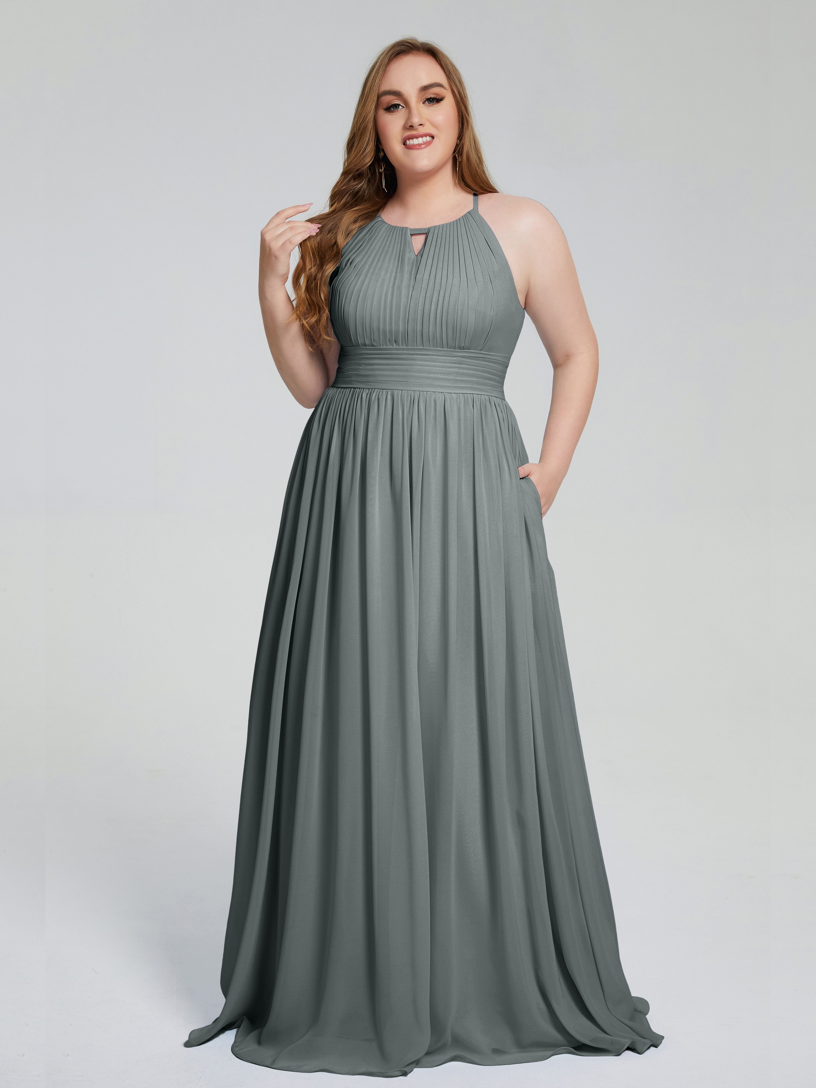 Payton Gorgeous Halter Plus Size Long Bridesmaid Dresses