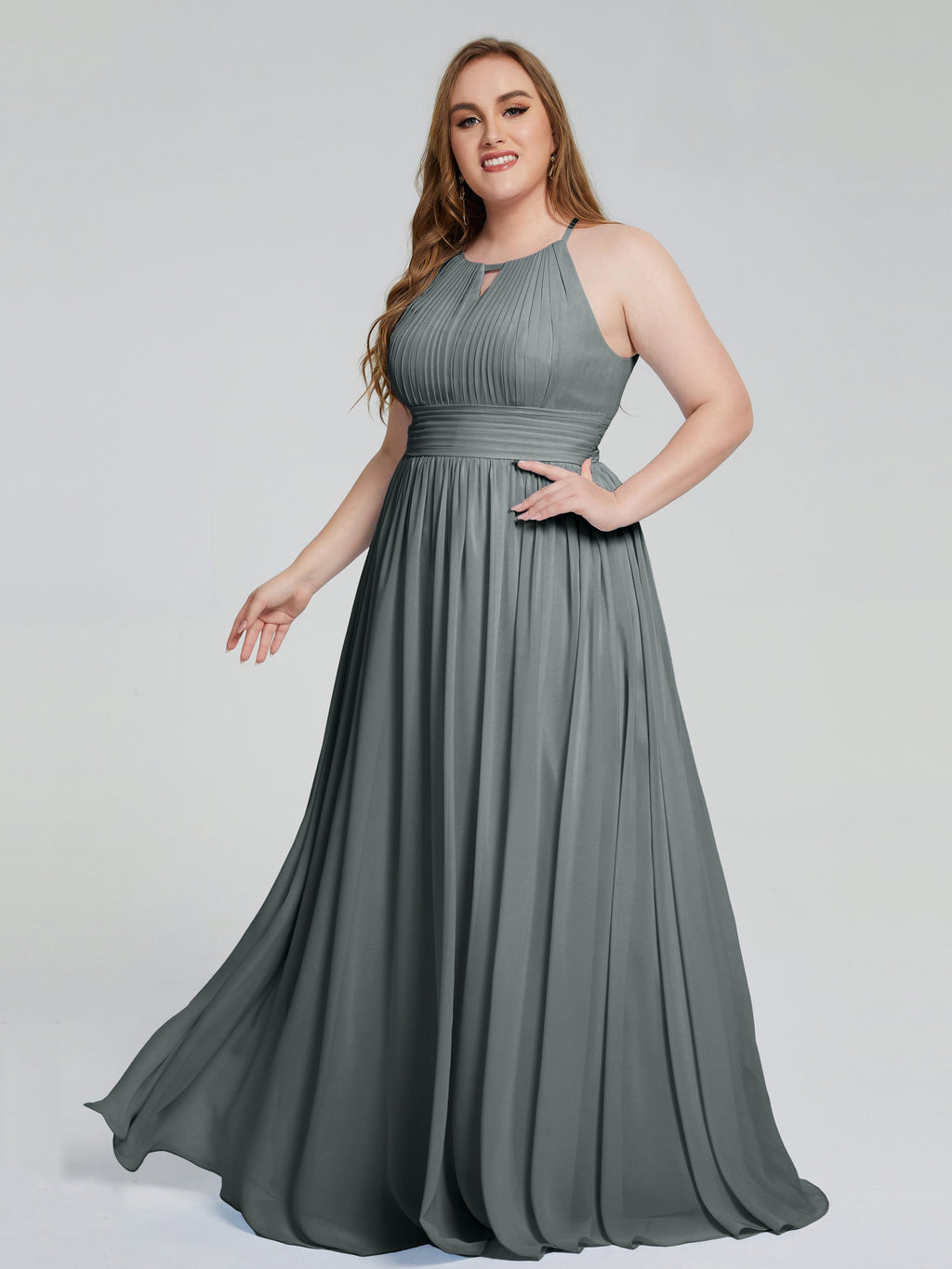 Payton Gorgeous Halter Plus Size Long Bridesmaid Dresses