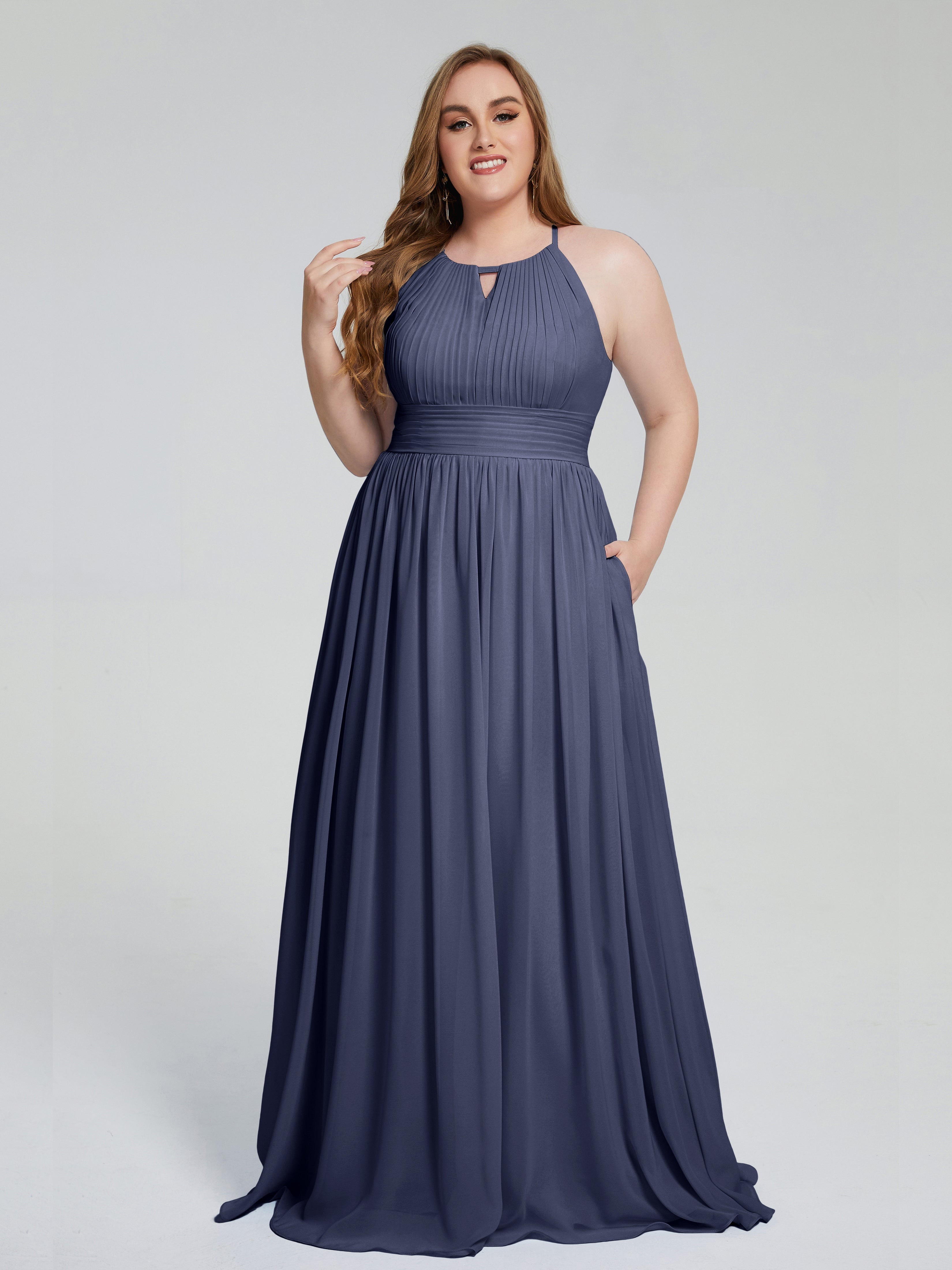 Payton Gorgeous Halter Plus Size Long Bridesmaid Dresses