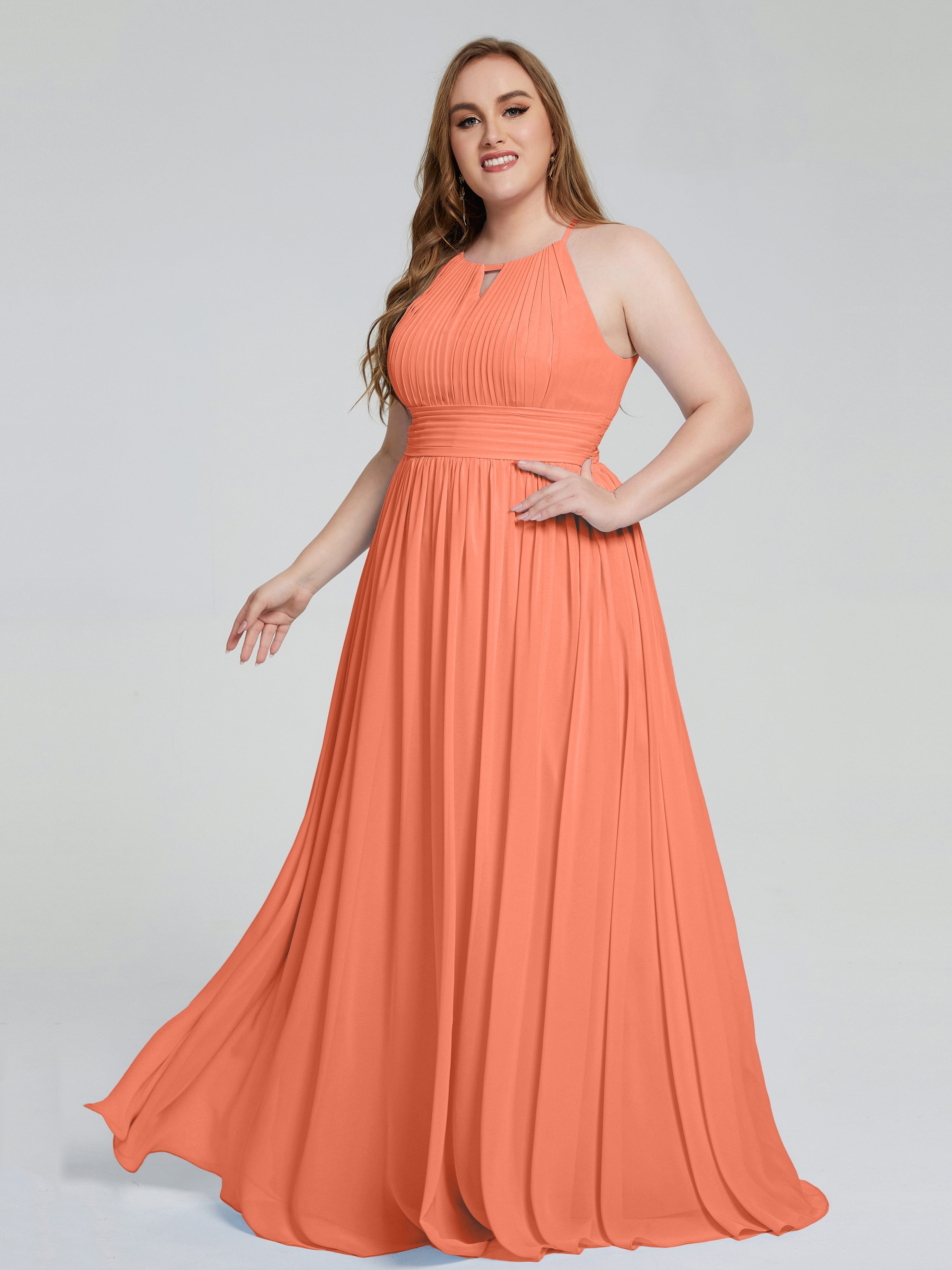 Payton Gorgeous Halter Plus Size Long Bridesmaid Dresses