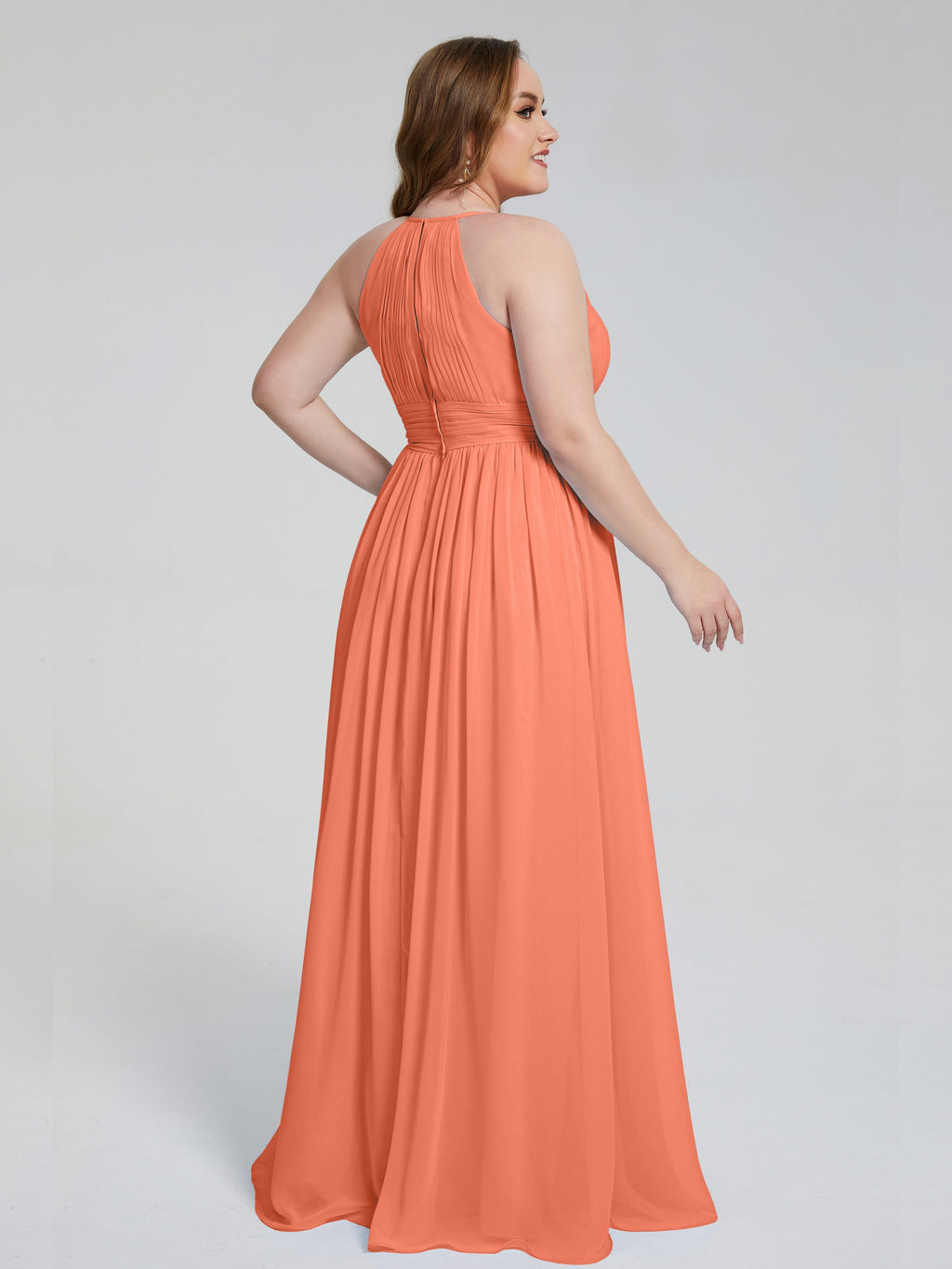 Payton Gorgeous Halter Plus Size Long Bridesmaid Dresses