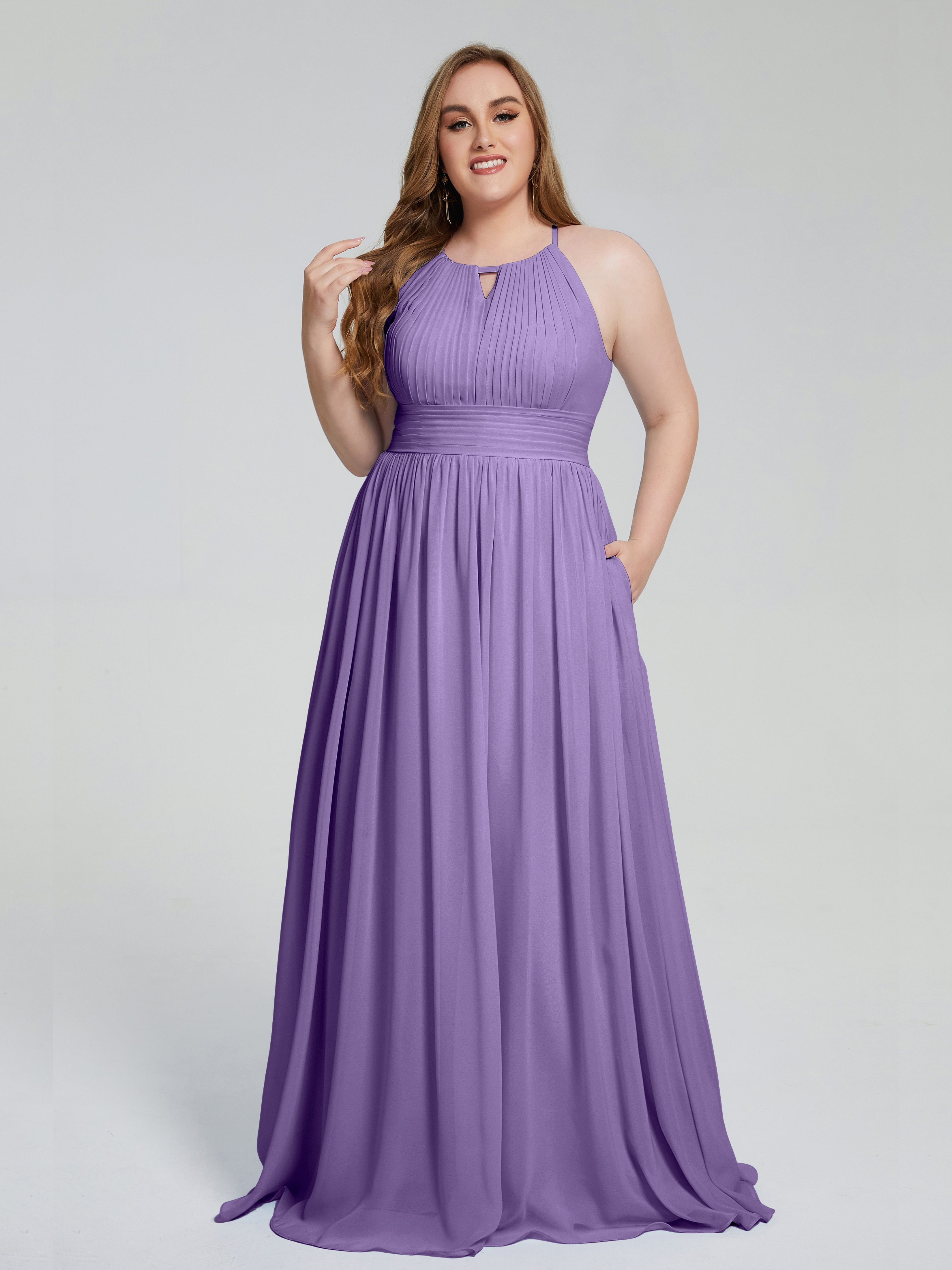 Payton Gorgeous Halter Plus Size Long Bridesmaid Dresses