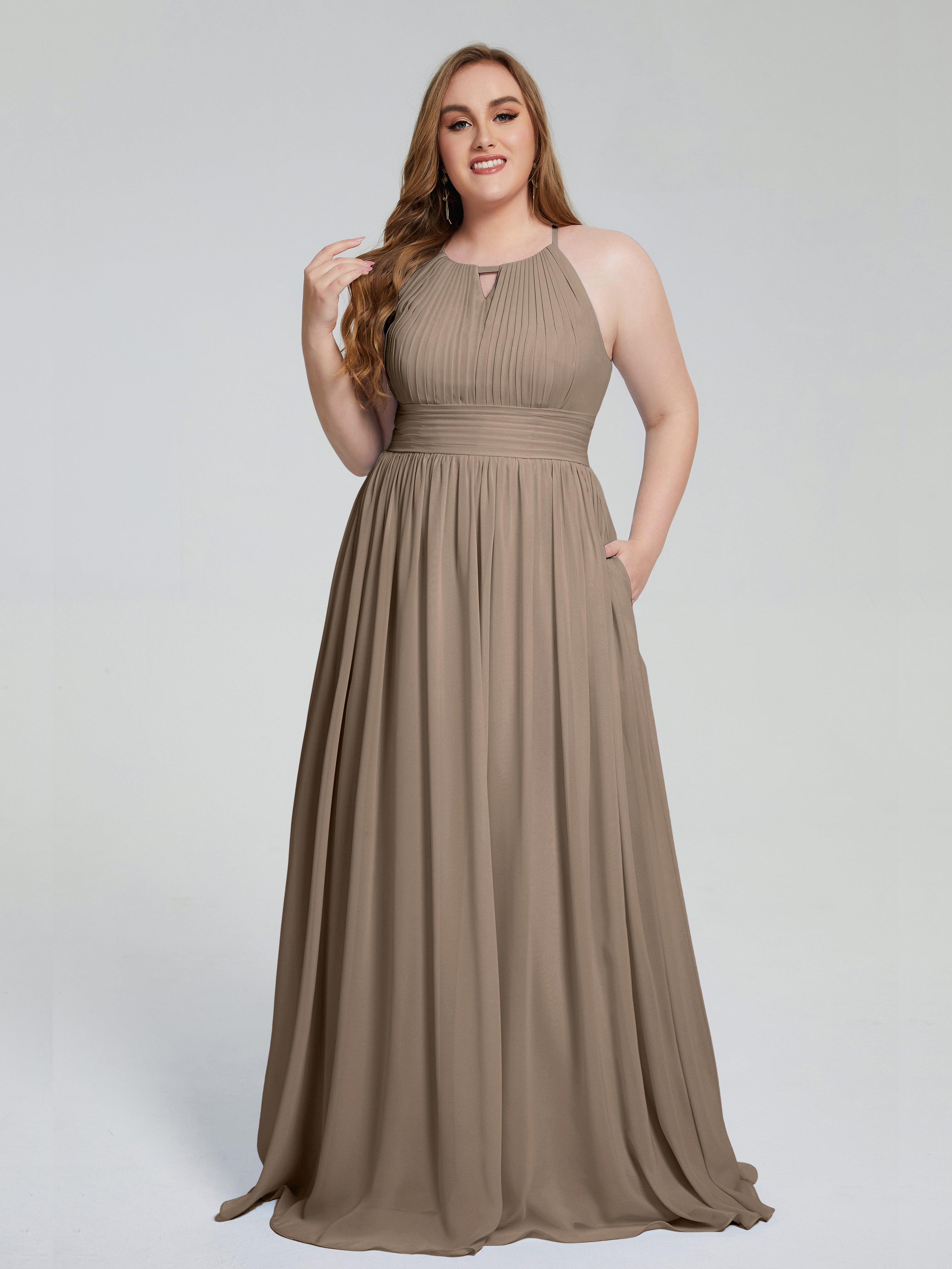 Payton Gorgeous Halter Plus Size Long Bridesmaid Dresses