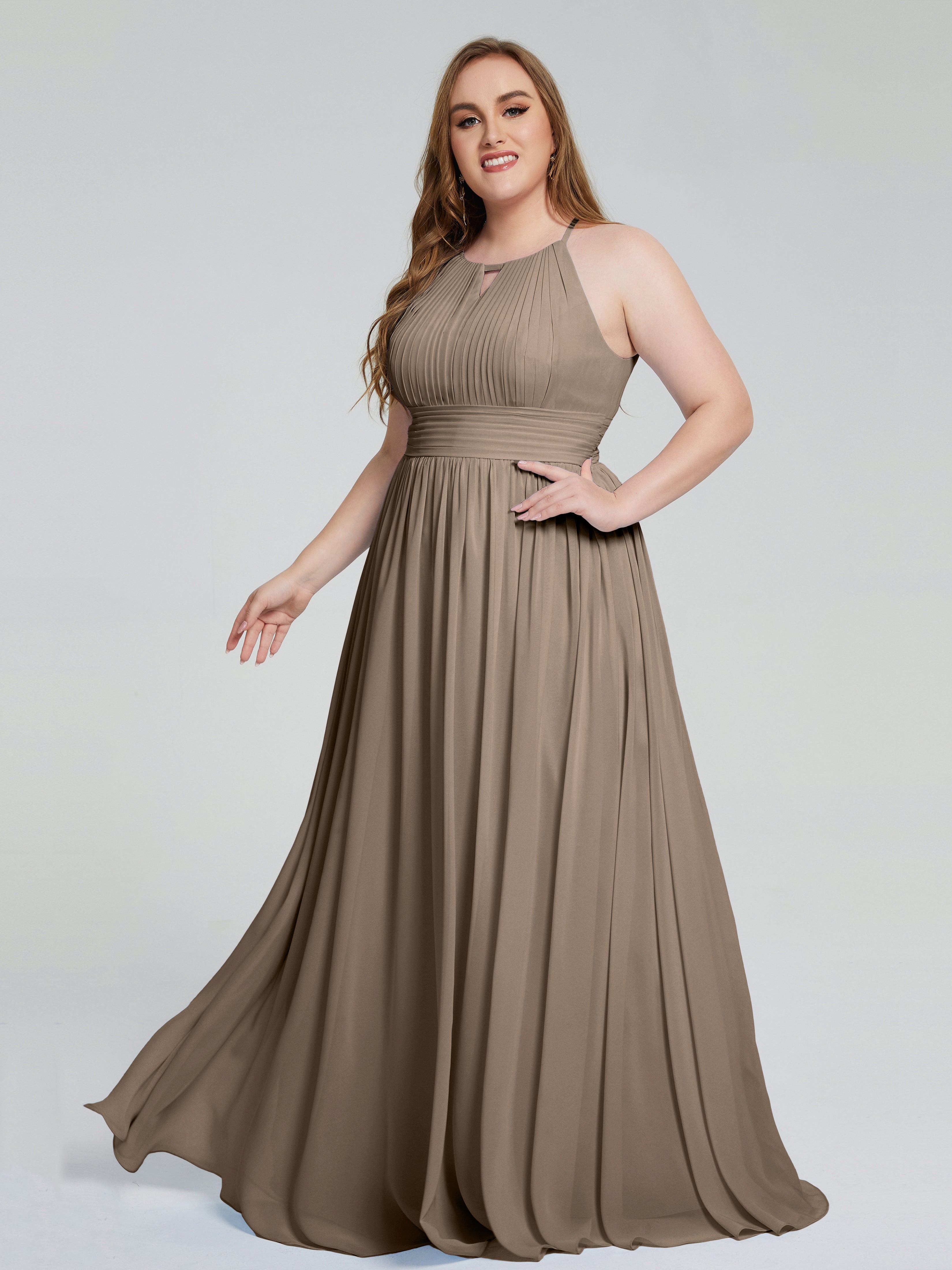 Payton Gorgeous Halter Plus Size Long Bridesmaid Dresses
