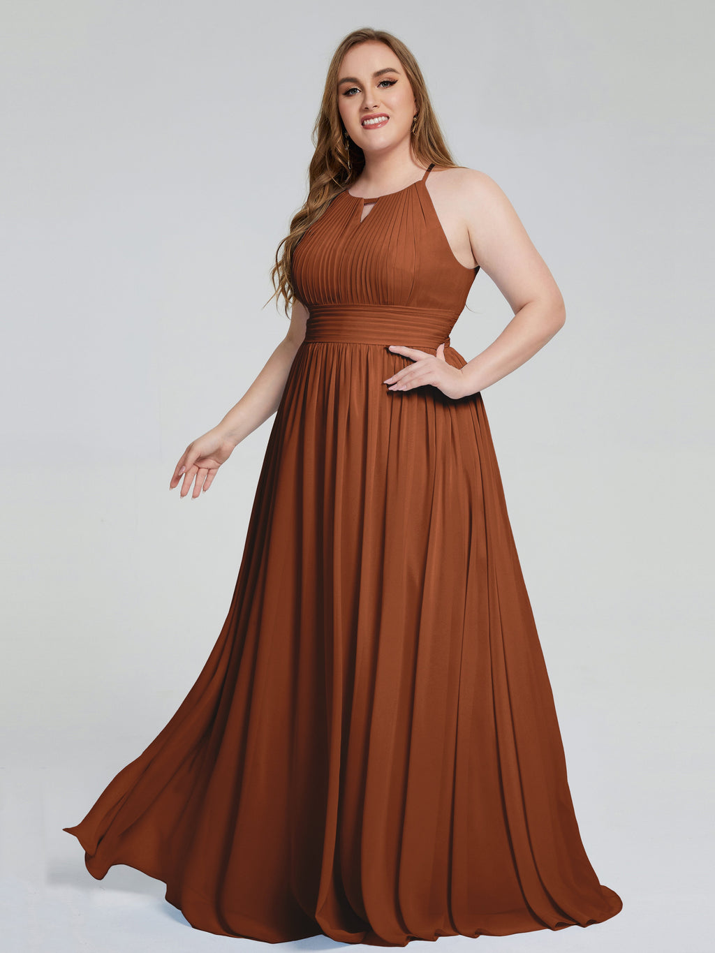 Payton Gorgeous Halter Plus Size Long Bridesmaid Dresses