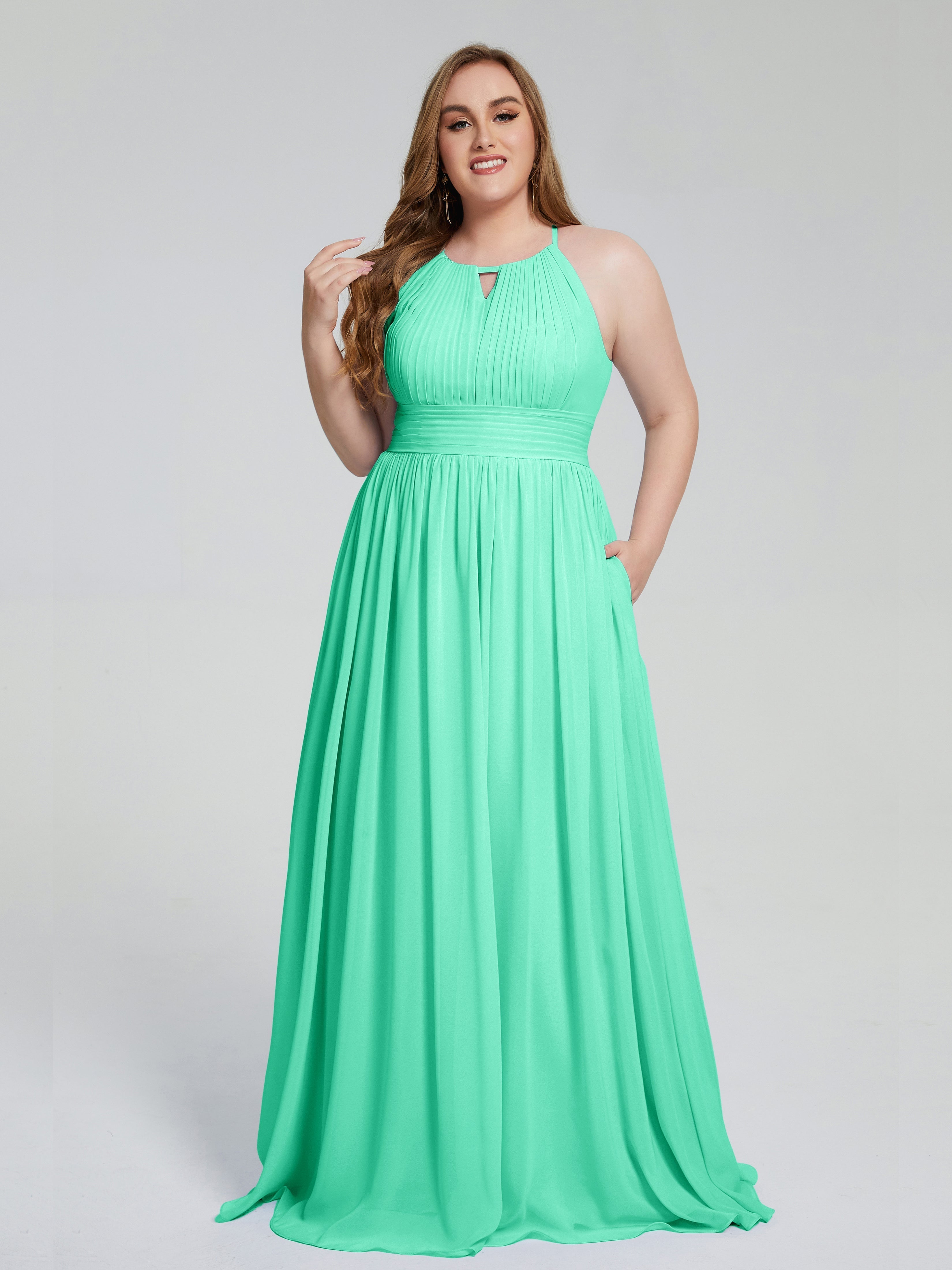 Payton Gorgeous Halter Plus Size Long Bridesmaid Dresses