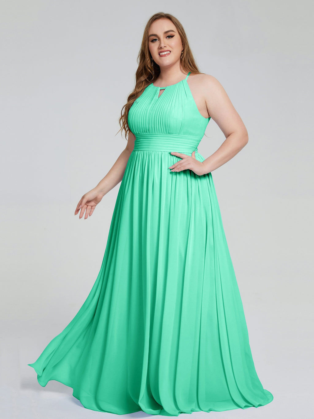 Payton Gorgeous Halter Plus Size Long Bridesmaid Dresses