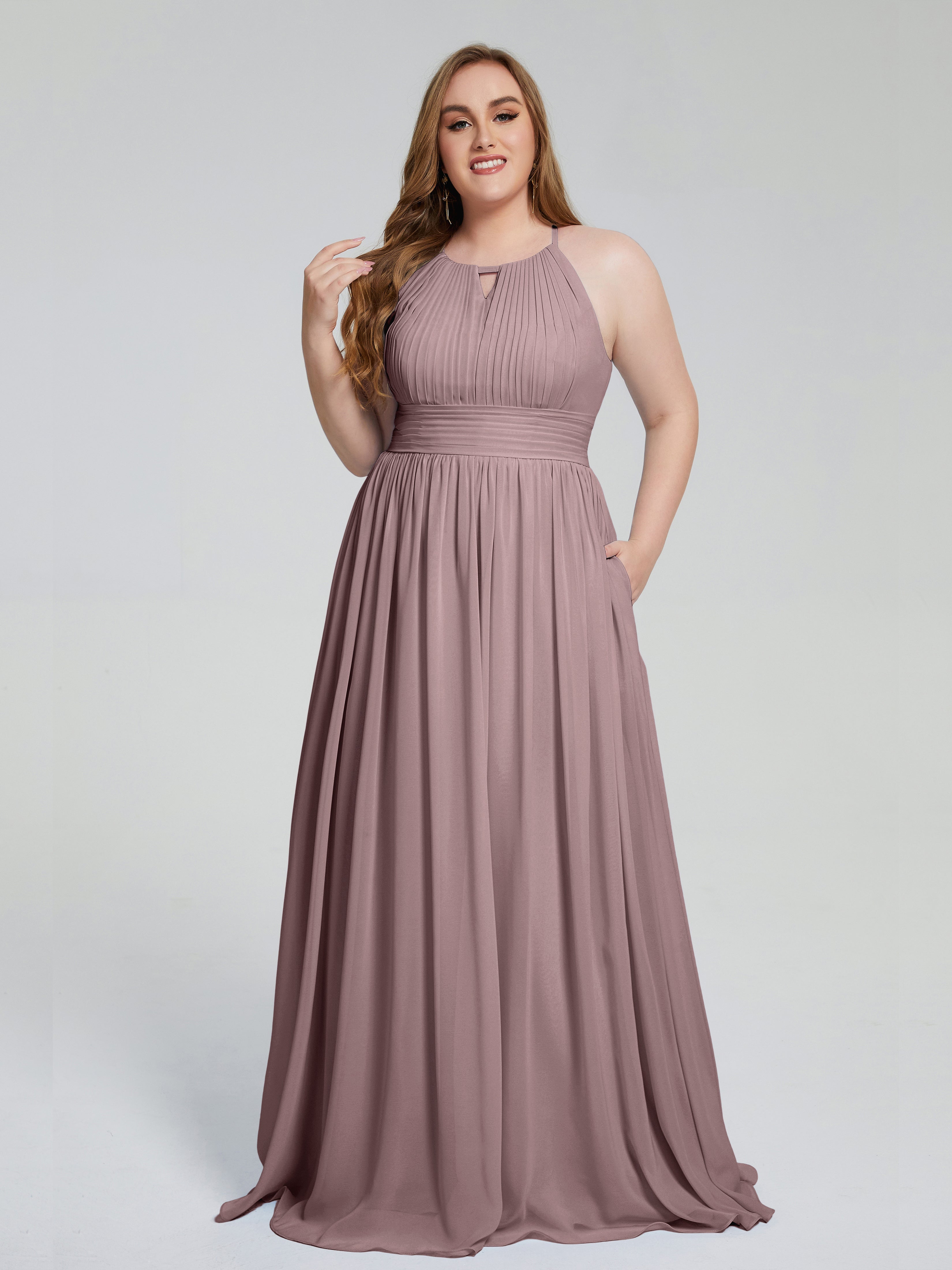 Payton Gorgeous Halter Plus Size Long Bridesmaid Dresses