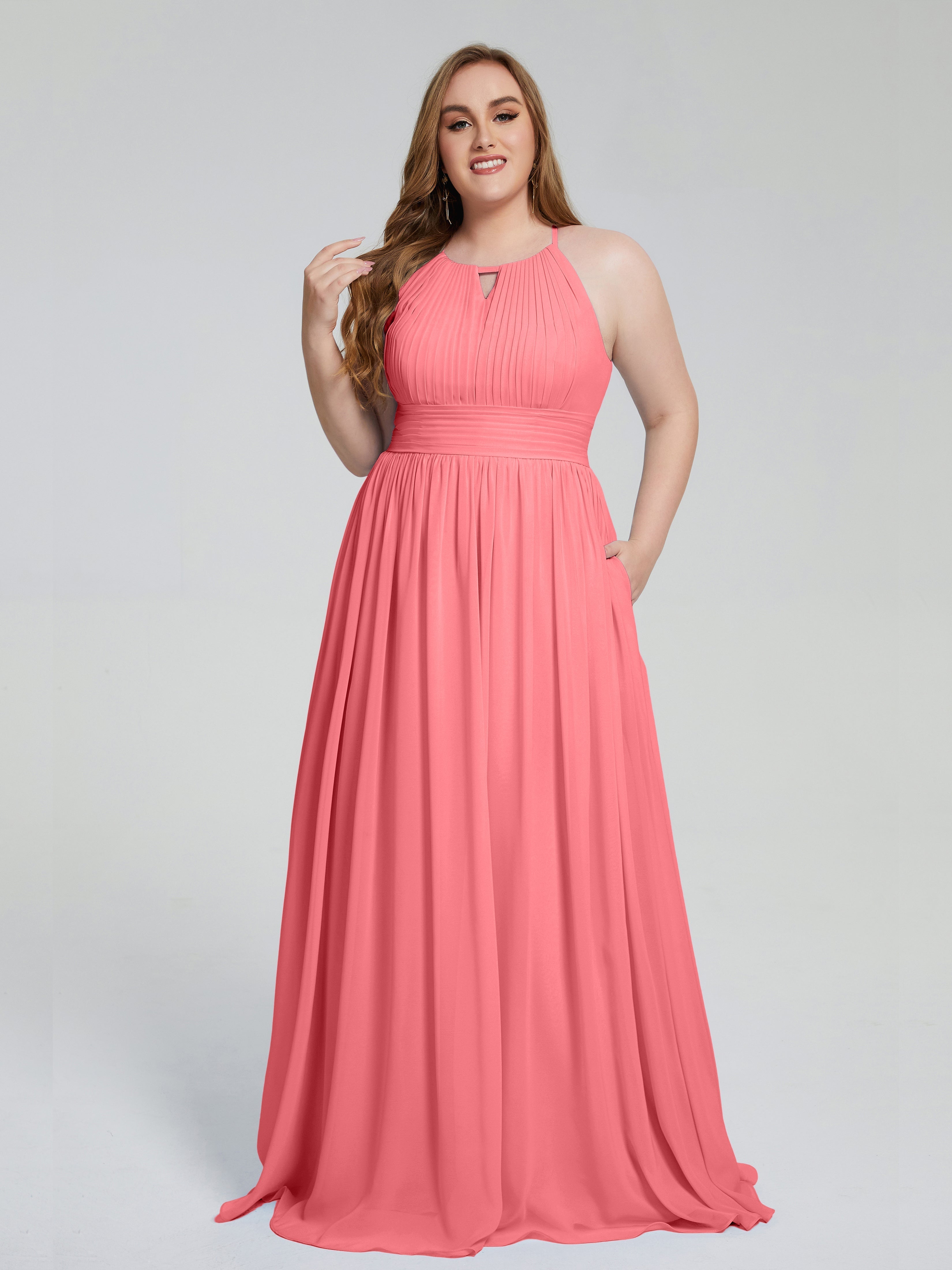 Payton Gorgeous Halter Plus Size Long Bridesmaid Dresses