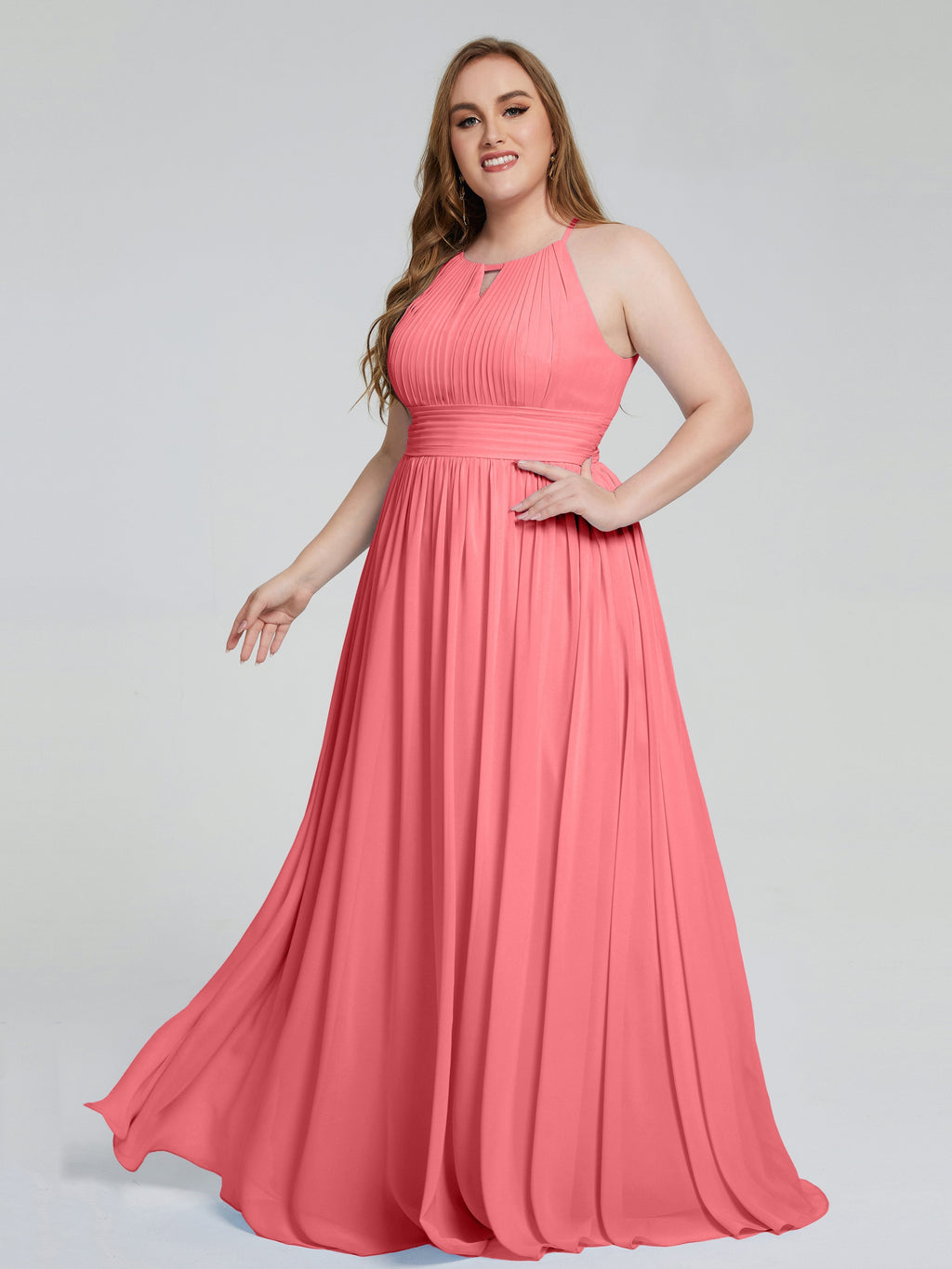Payton Gorgeous Halter Plus Size Long Bridesmaid Dresses